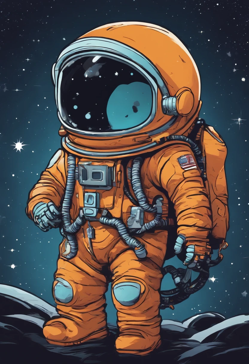 Skottie Young Style - 2d vector illustration, high quality, spaceman, space suit, cartoon image, c4d,oc rendering, space background, (8 colors), by Skottie Young