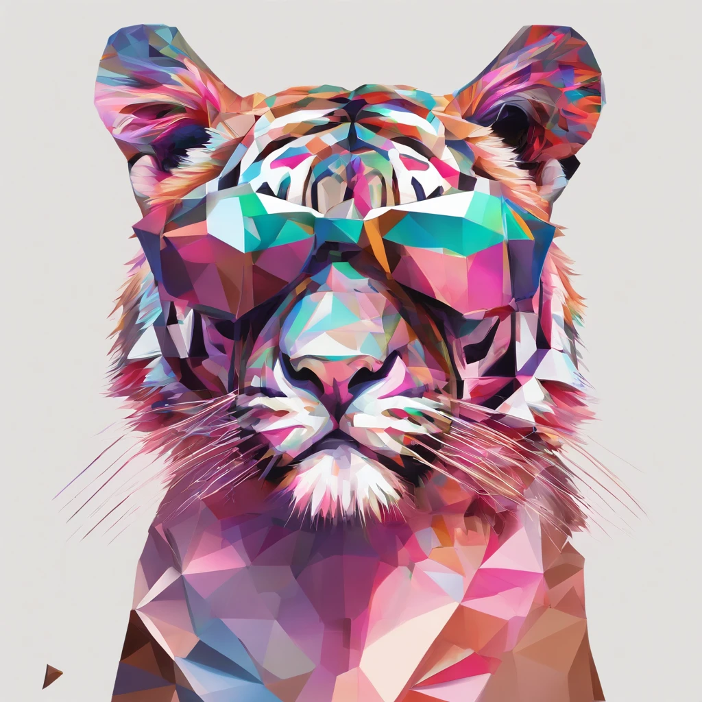 Alinhamento perfeito, Tigre pequeno bonito usando uma jaqueta,vasos de cristal,Rosa flor, wearing sunglasses, alegria, Standing position, beleza abstrata, Centrado, looking at the camera, Facing the camera, nearing perfection, Dynamic, altamente detalhado, liso, foco nítido, 8k, high-definition resolution, illustration, arte de Carne Griffiths e Wadim Kashin, fundo branco