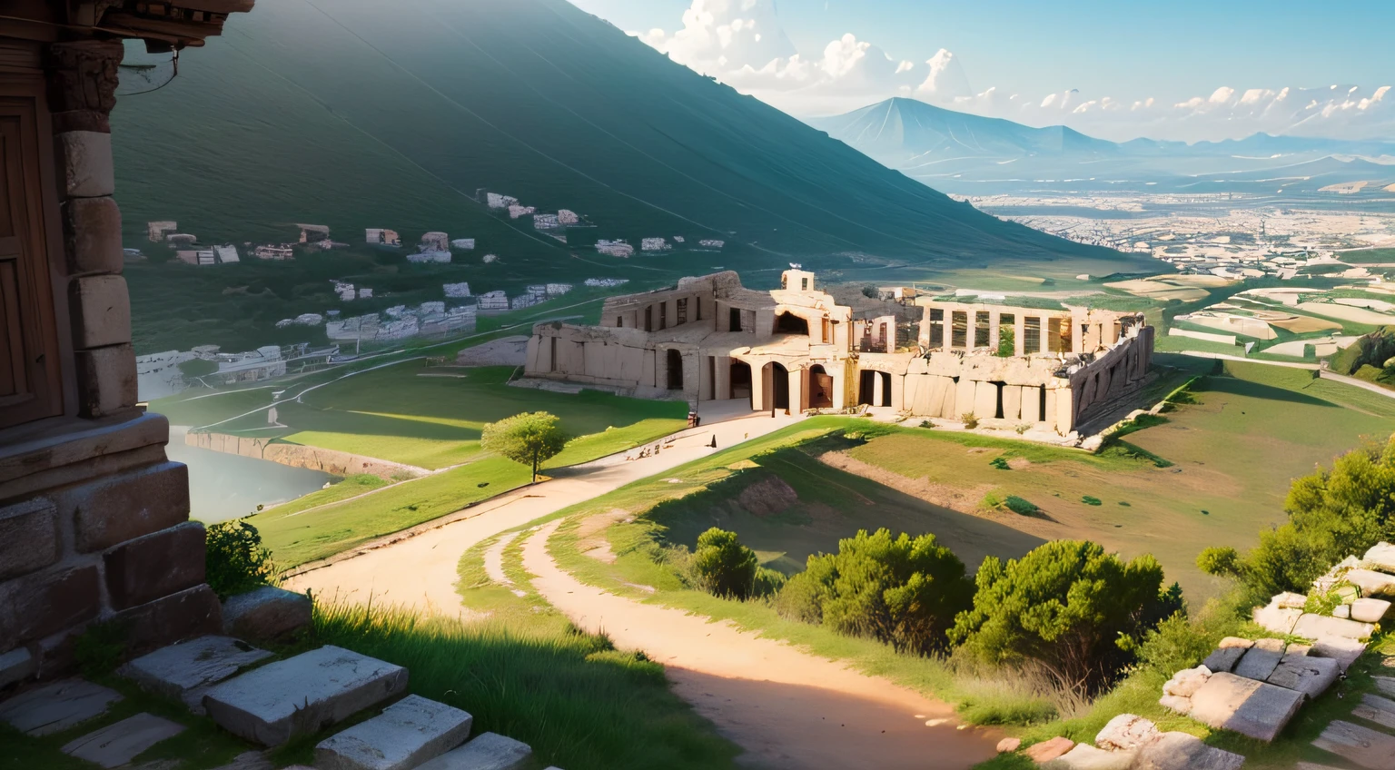 templo grego da antigo ambiente aberto com paisagem natural da epoca da antiga grecia!