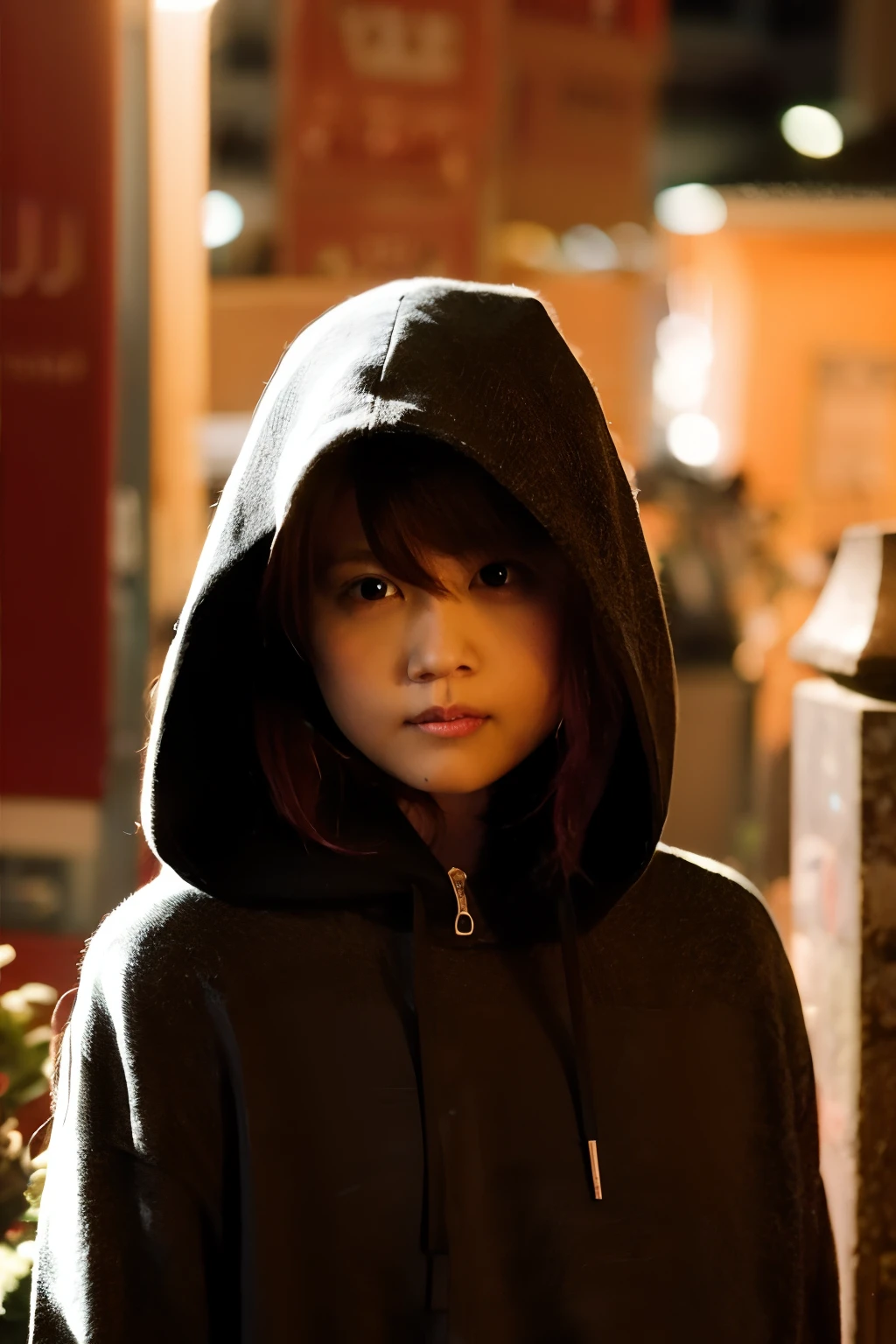 Cute hooded Grim Reaper shrouded in dark mist,Wielding a scythe,Emerge from the swirling shadows.Stand in the Cemetery of Forgotten Souls.(light brown and red striped hair,,:1.3,),Perfect face,Proper body proportion,masutepiece,Super high-quality output images,超A high resolution,Intricate details,Extremely delicate and beautiful,photographrealistic,Dreamy,Professional Lighting,realistic shadow,Solo Focus,Beautiful hands,Beautiful fingers,
