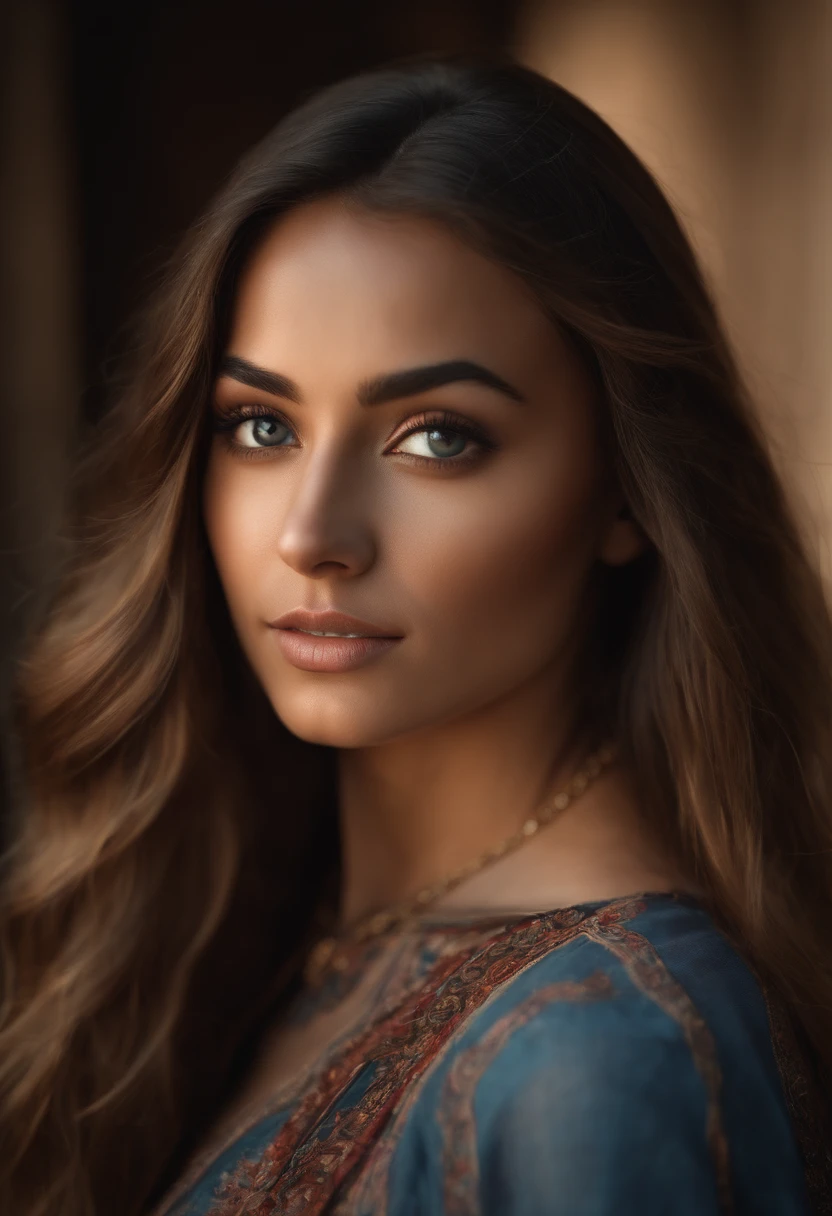 Natural photography of a beautiful girl, wearing a loose crop top, leaning over, long flowing hair, locks eyes into the camera, symmetrical eyes, symmetrical face, photorealistic, photography, path tracing, specular lighting, volumetric face light, path traced hair, visible shadows, intricate, elaborate
