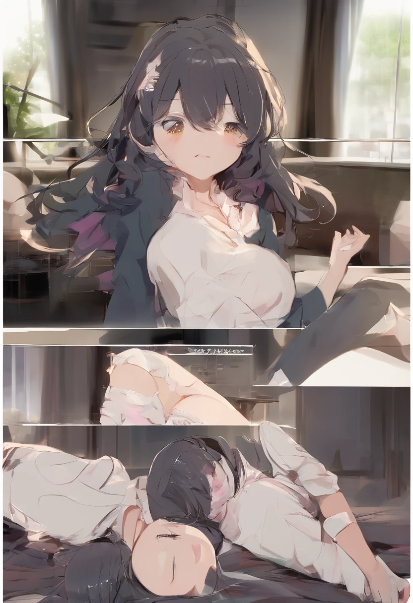 top-quality、Photorealsitic、8K、hight resolution、 1 人、femele、(huge tit:1.8)、school classrooms、hi-school girl、blazers、校服、Pubic hair is visible、、Boldly pull up the skirt with your hands、Big breasts、Bend your knees and open your legs、slightly shorter hairstyle、Grab your knees with your hands and open your legs、Sit with your knees、 (ambient lights:1.3)、(Cinematic compositions:1.3)、(Neon light:0.1)、(nffsw:0.1)、Accent Lighting、Hotel、a bed、sprawl、yawning、Looks distressed、Ultra realistic 8K CG、Picture-perfect face、flawless、clean、masterpiece、Professional artwork、famousartwork、face perfect、美丽的面容、((Perfect female body))、独奏、(Immersive atmosphere、Chiaroscuro:1.5、brightened light:1.2、Luminous lighting) 、、(red blush:0.5)、Seductive look、Very detailed_Eyes、thick thight、large full breasts、closing eye、 beautifullydetailedbackground、depth of fields、realisitic:1.3、longshot、1girl in、