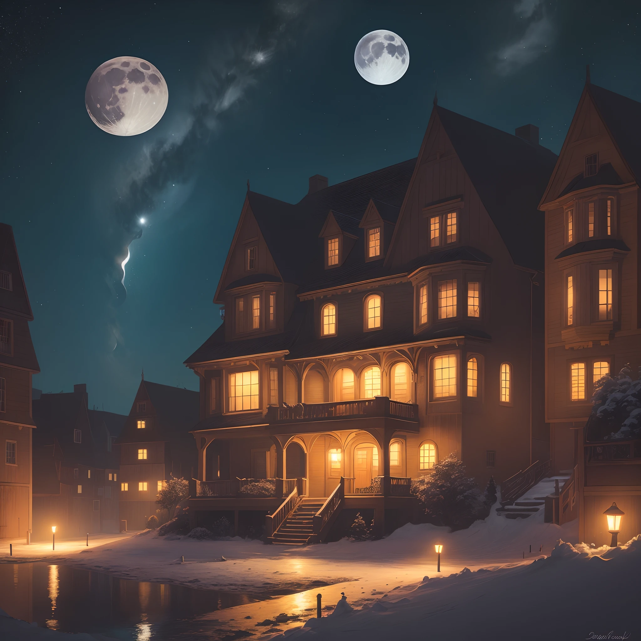 a moon nighttime scene