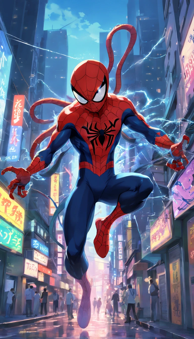 Homem aranha e Venom lutando , Standard scenario , roupas tradicionais , olhar fixo , imagens sem deformidades , melhor qualidade em tudo , obra prima