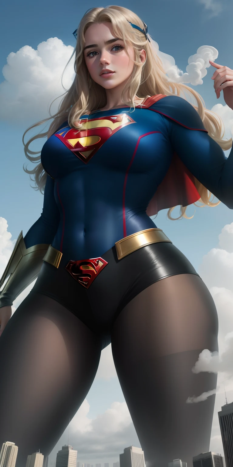 Supergirl, Grinning.