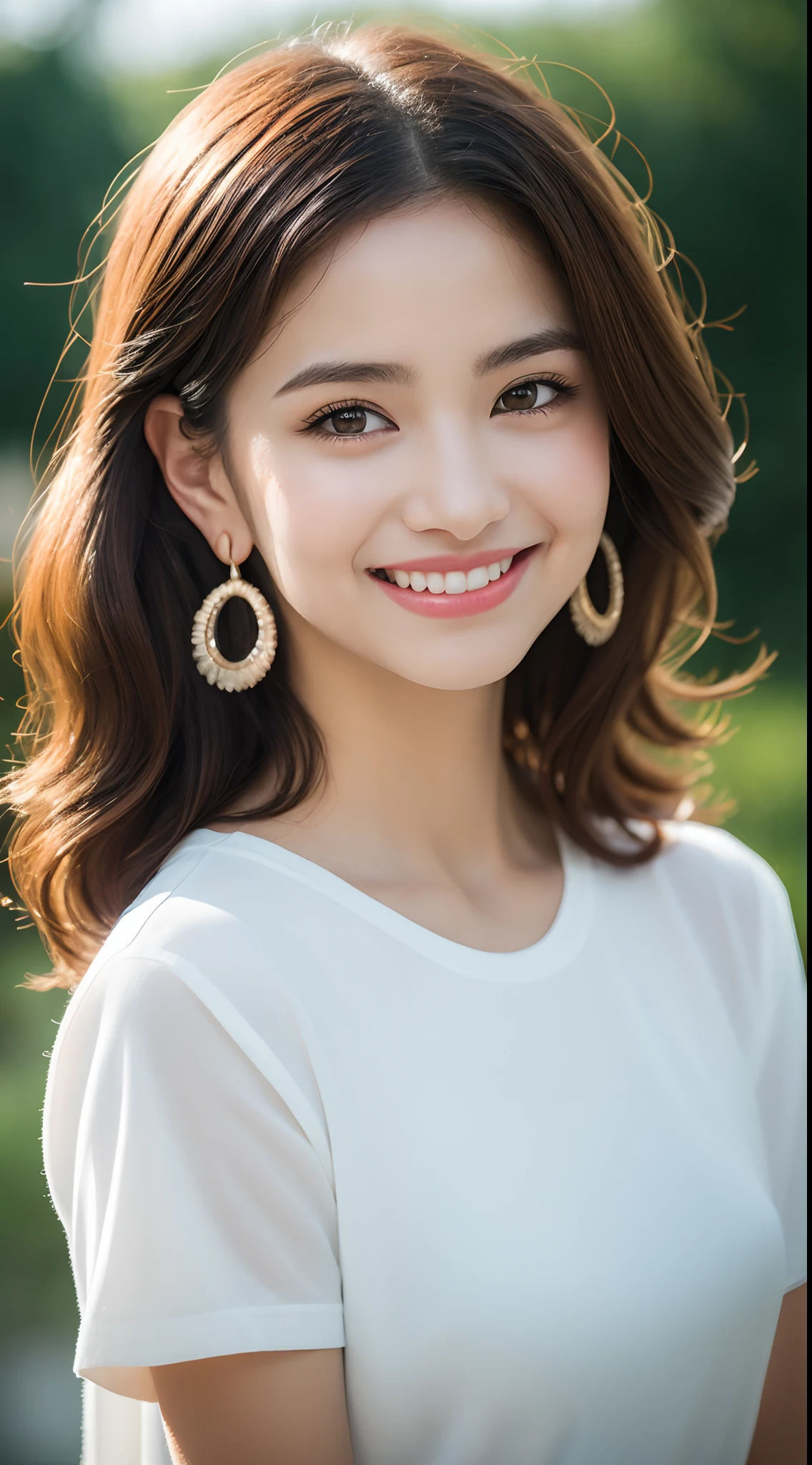 (1 Korean star with royal sister style), ((Best quality, 8K, 巨作: 1.3)), focal point: 1.2, Perfect body proportions: 1.4, (Make a smile),  （Ray traching）,Watery eyes, Highly Detailed Face and Skin Textur, Fine eyes, Double eyelids, Whitens the skin, (Black long straight: 1.3), (face round: 1.5), (White bandeau dress: 1.4), (Lace view: 1.6),(white colors: 1.4),(J College style:1.4),(Extremely perfect legs),(Cat's ear decoration:1.3)