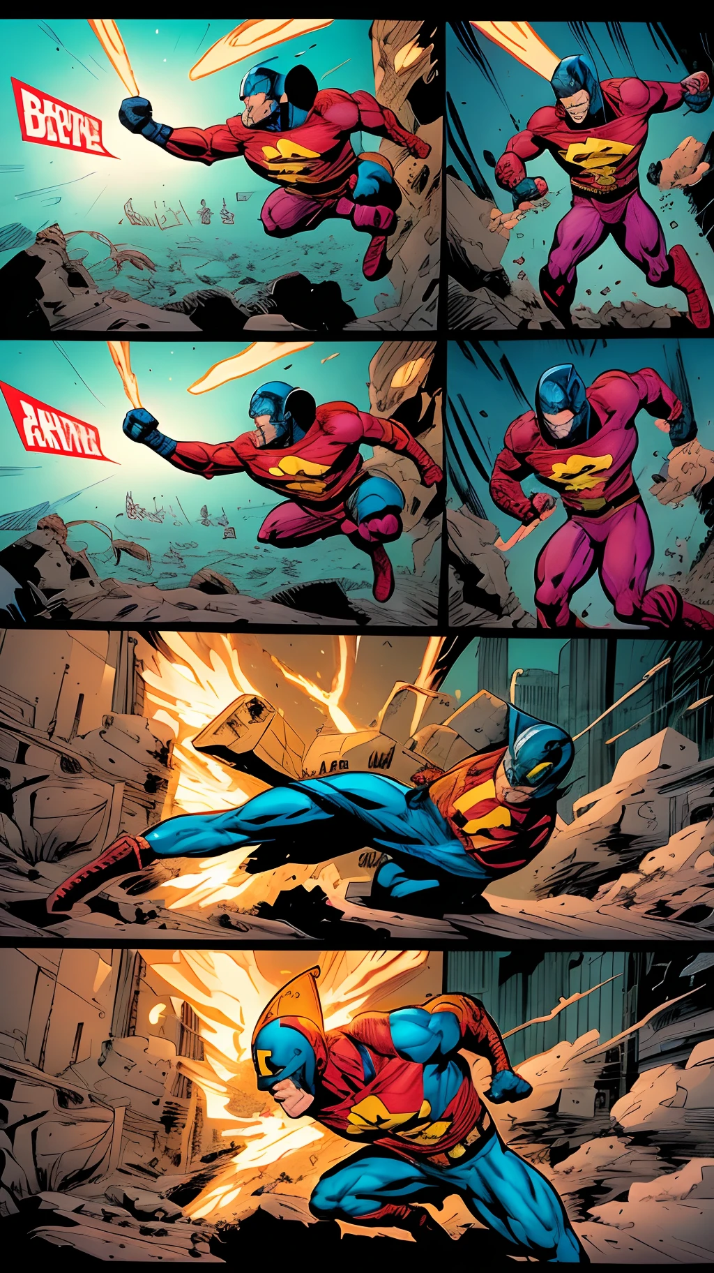 a comic book scene, strip comic, action shot, escape scene, superhero, crime, bold color, film, ar--9:16 --auto --s2