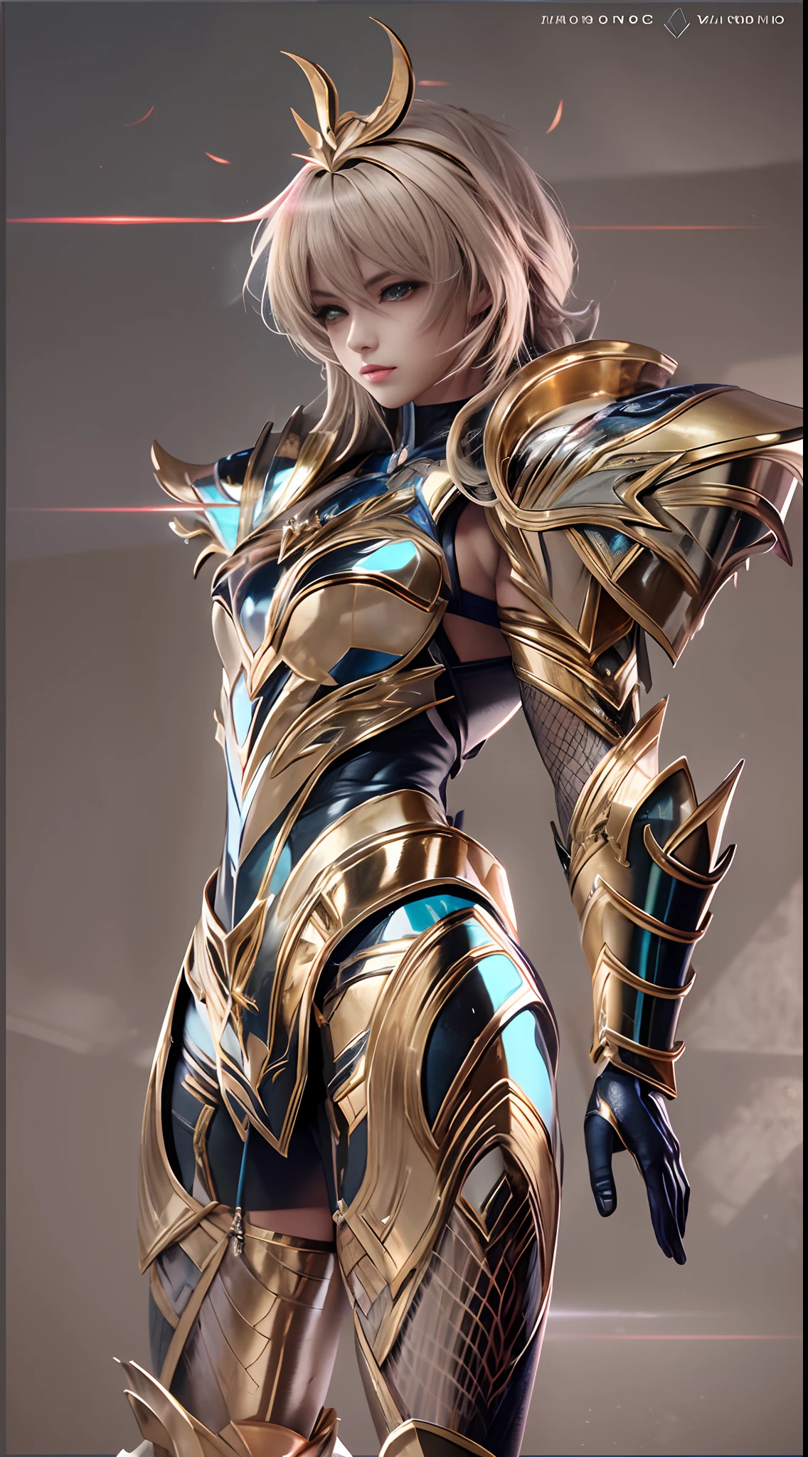 Ultra-high saturation（tmasterpiece）， fully body photo，（best qualtiy）， （1girll）， Wearing shiny gold armor， Sexy lingerie type armor，Expose your chest，Expose the waistline，Exposing thighs，cool-pose， Saint Seiya Armor， messy  hair，high detal, Anime style, Cinematic lighting, Sparkle, god light, Ray traching, filmgrain, hyper HD, textureskin, super detailing, Anatomical correct, A high resolution，Ultra-high saturation，hight contrast，High-gloss armor，Smooth skin，An insidious sneer，realisticlying，（tmasterpiece，top Quority，best qualtiy，offcial art，Beauty and aesthetics：1.2），The is very detailed，s fractal art，Extremely colorful，full-body portraits， stunningly beautiful， dynamicposes， delicated face， Vivid eyes，