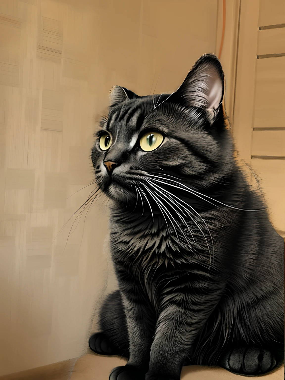anime drawing with a pencil cat cute russian cat