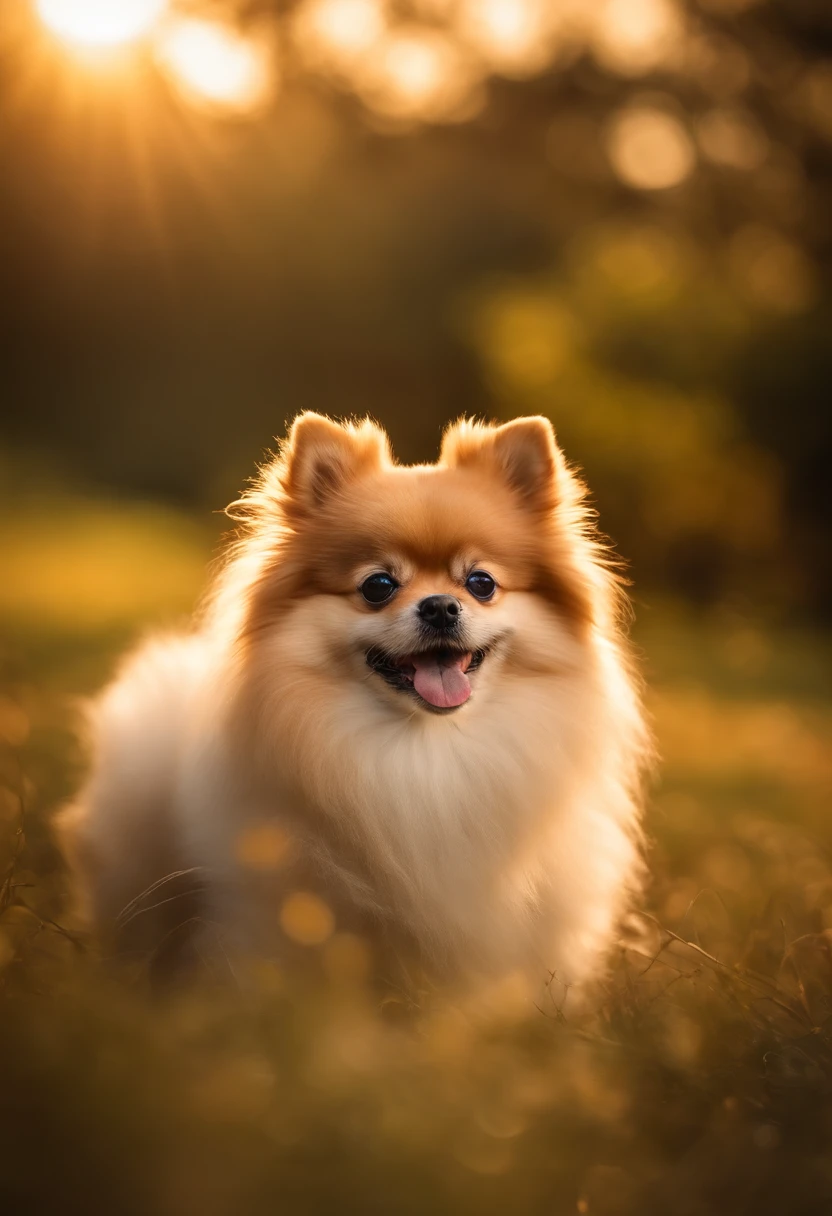 Lulu of small Pomerania in a square, correndo atras de uma bola, face Delicada, tongue out, 8k, foto profissional, Delicado, Correndo, luz solar, Bonito