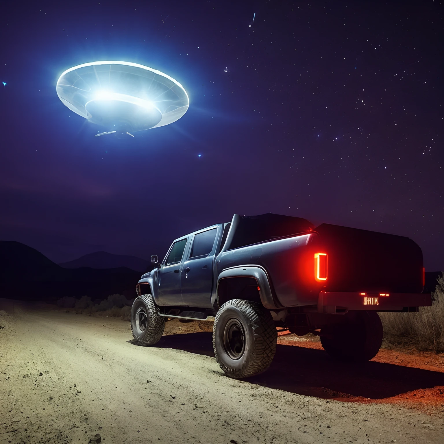 Arafed truck with a large object flying over it in the sky, ufo lighting, Rapto de OVNIs, alien abduction, Pouso de OVNIs, UFO AttackLogical, ufo aliens, alien spaceship, OVNIlogia, alien spaceship in the sky, Ovnis, of a UFO propulsion system, ufo in the sky, OVNI, alien mothership in the sky, Dogfighting um OVNI com lasers