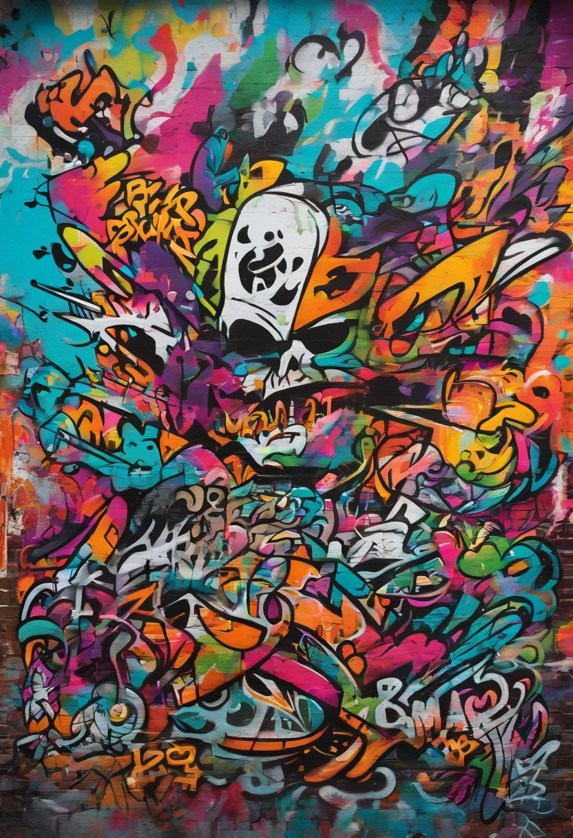 Graffiti漫画,Graffiti,The whole picture, high resolution、High contrast,simple,Skull logo