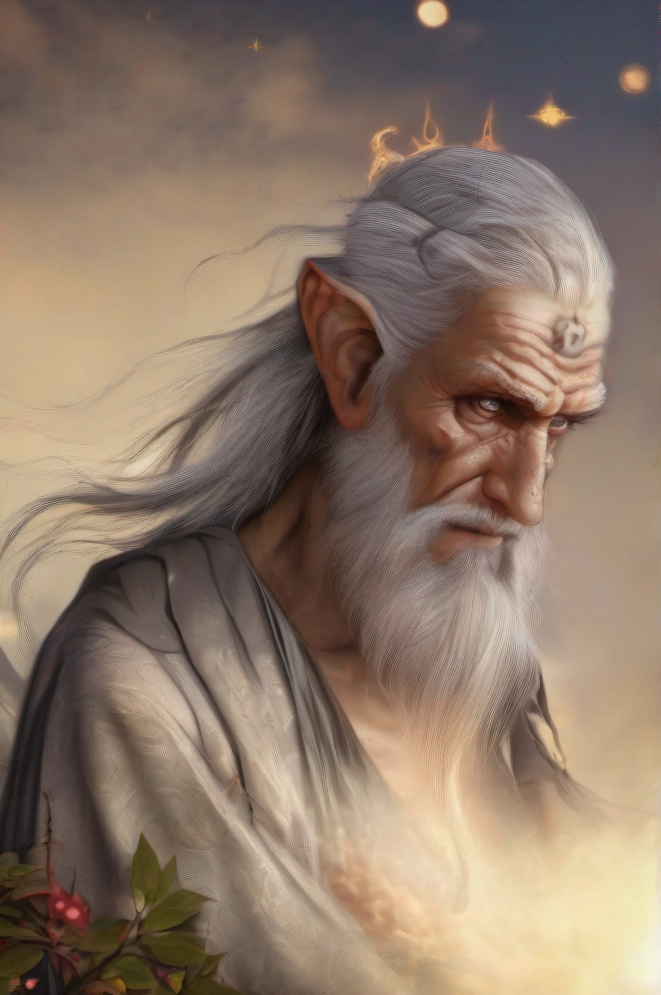 old man, pierced eyes