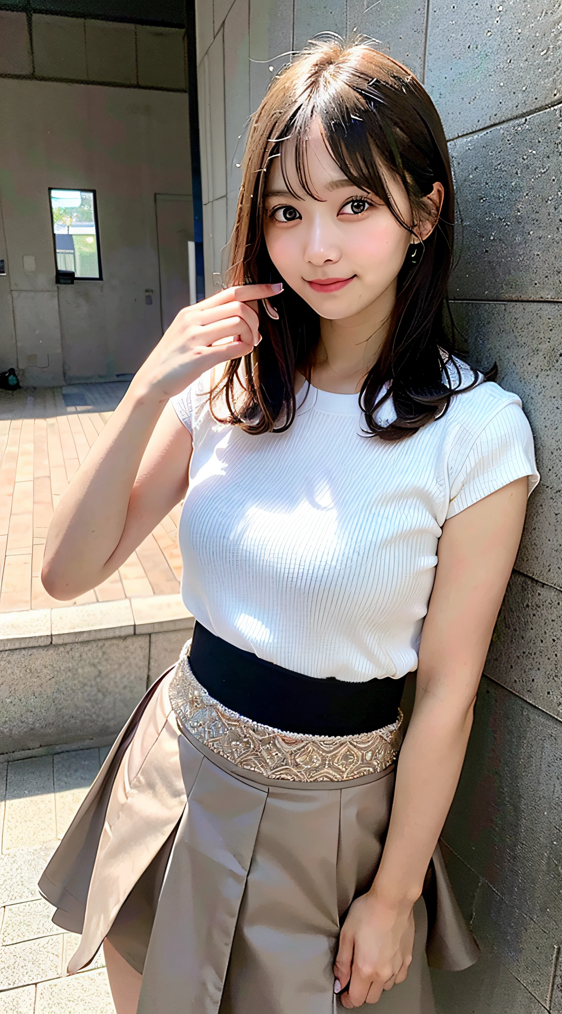 (Best image quality、highest quality、Highest Resolution、masterpiece、Familiar、Professional photography、Written boundary depth)、One mature woman、56 years old、gorgeous、Long, messy curly hair、Looking at the camera、wearing heavy makeup、((Big nose and big forehead))、((Sexy and stylish body))、((Big Breasts))、((Wearing a tight-fitting black and white striped T-shirt))、((Wearing small beige shorts))、(Bra and panties are transparent)、Side sitting pose、Old and dirty wooden apartment、((We also stock a wide range of cosmetics, including lipstick.., Manicure, Manicure, eye shadow, hang on. Scattered.))