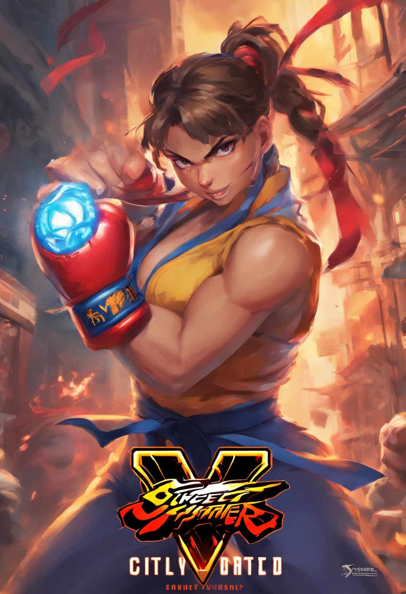 best quality, 8k, woman, young, 19 years old, top, cargo pants, wicked smile, dynamic pose, city scenery, pc wallpaper, fire in hands, combat pose,
