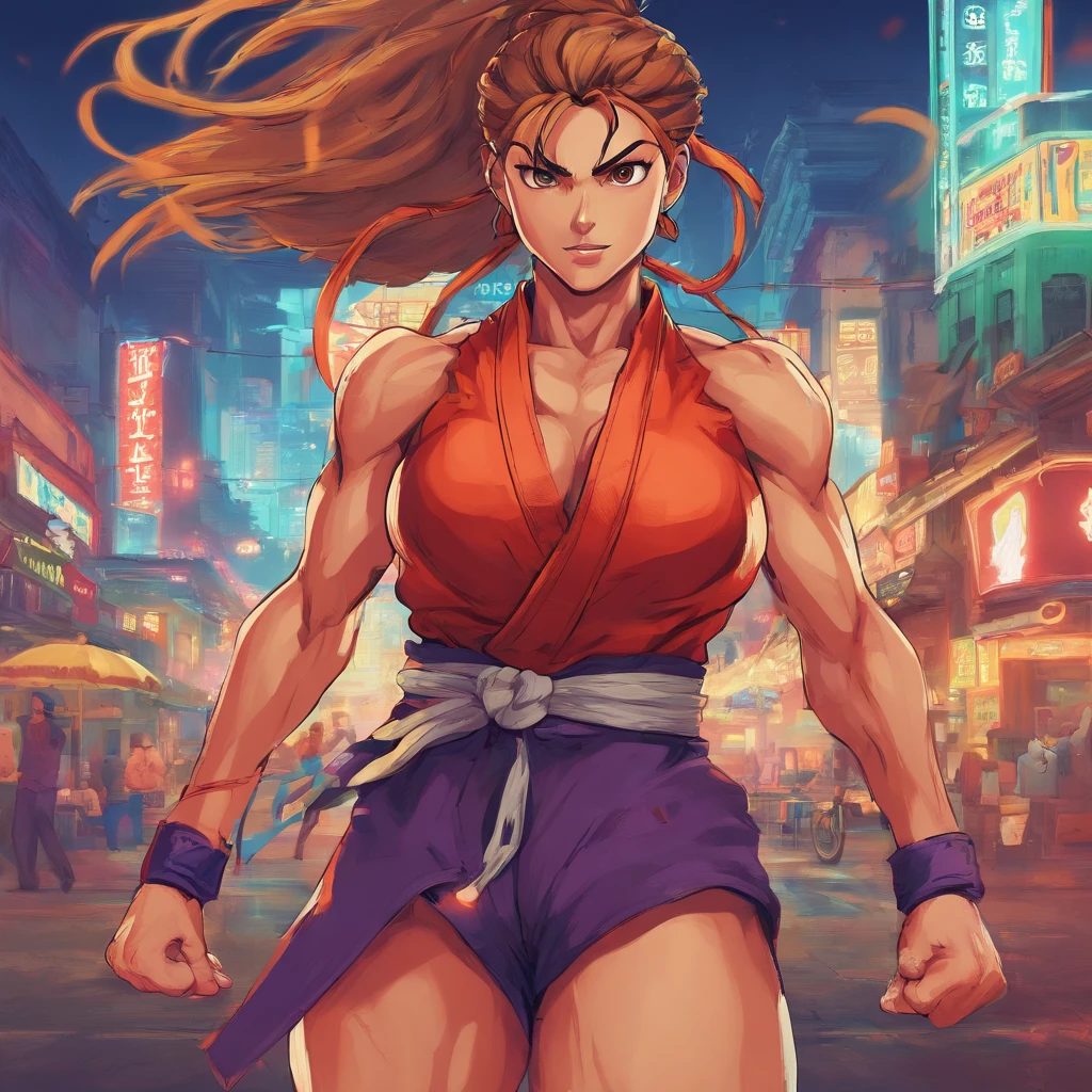 best quality, 8k, woman, young, 19 years old, top, cargo pants, wicked smile, dynamic pose, city scenery, pc wallpaper,