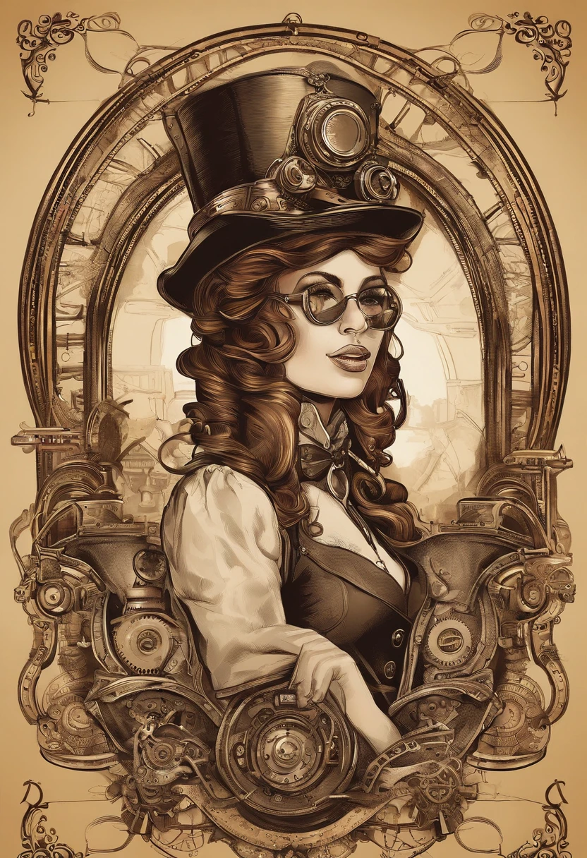 There's a woman wearing a Steam Punk hat and holding a gun.., menina Steampunk, usando trajes Steampunk, menina inventora steampunk, (Steampunk), ( Steampunk ), estilo steampunk, Steam-punk, Steampunk Fiction, steampunk aesthetic, uma deusa Steampunk bonita, steampunk mulher anime bonita, Steampunk, fantasia Steampunk, estilo de fantasia steampunk, arte steampunk, arte digital steampunk, roupas Steampunk