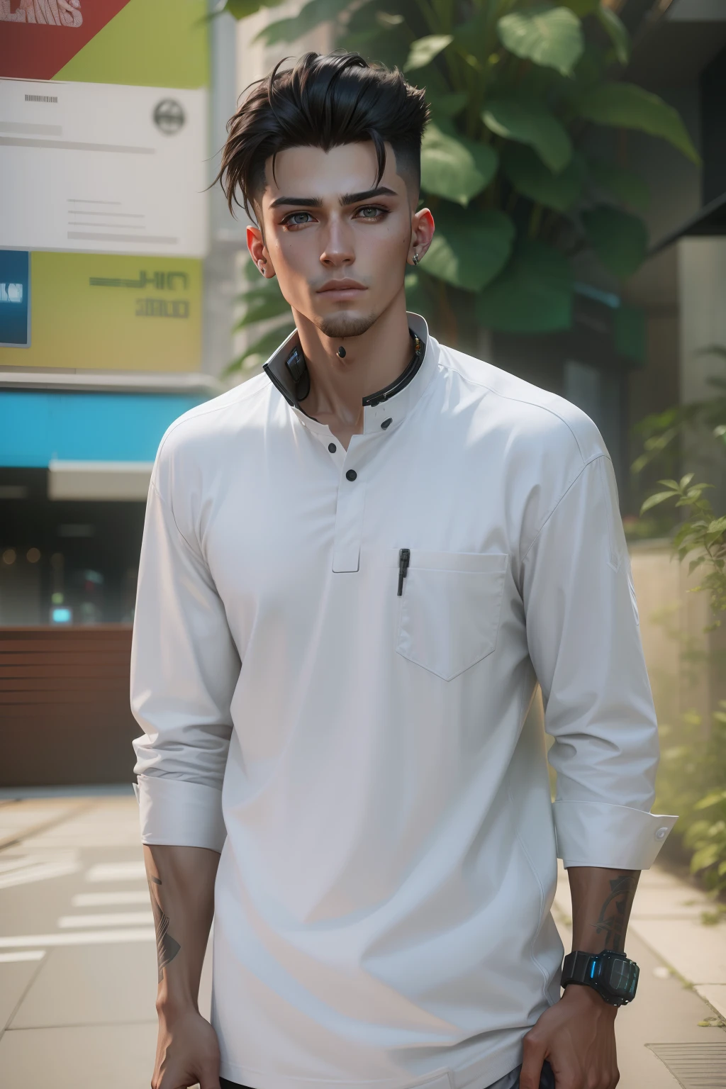 Change background cyberpunk handsome boy, realistic face,8k