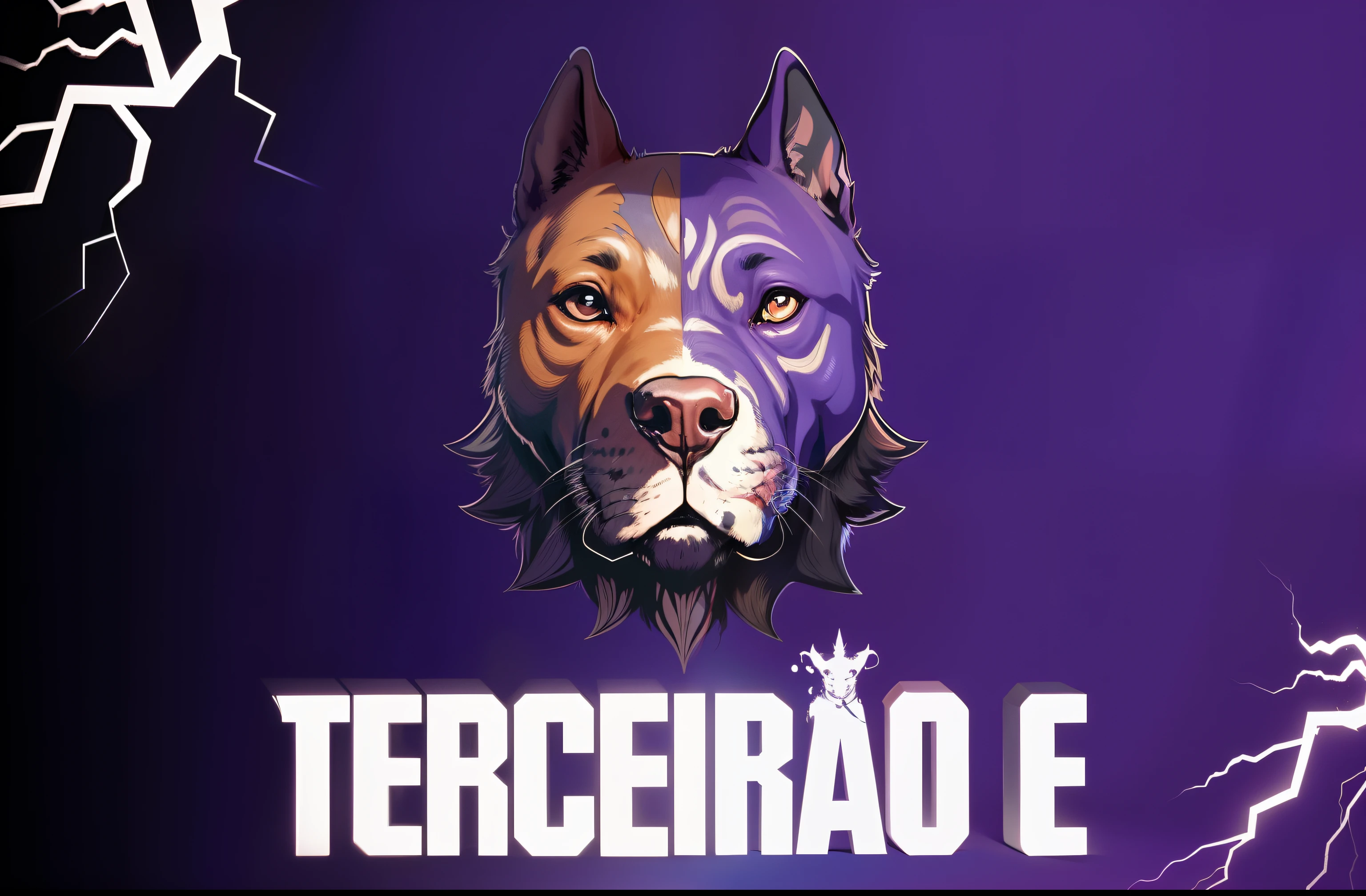 Crie uma imagem parecida com essa , com um Pitbull no meio r mas o fundo deve ser roxo