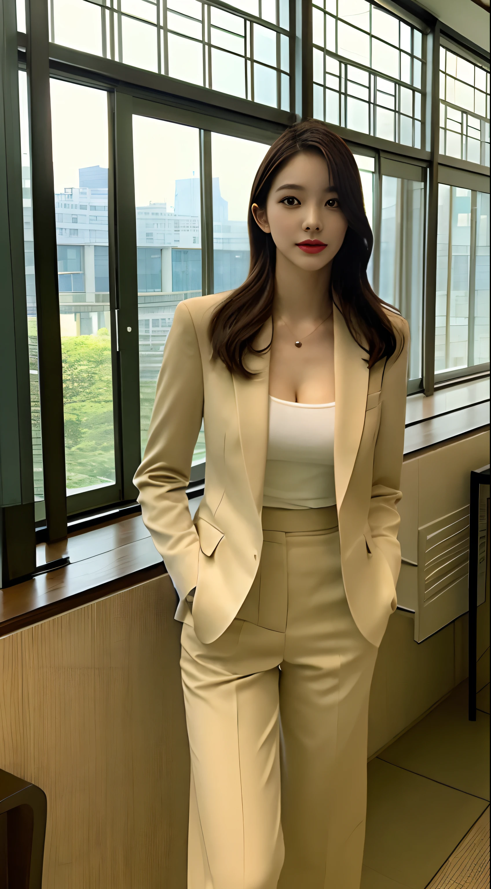 Tall and slender beauty、Beauty in suits、Colossal tits、undershirt、Cool beauty、Career woman、Japan beauties、modeled、Floor-to-ceiling glass windows