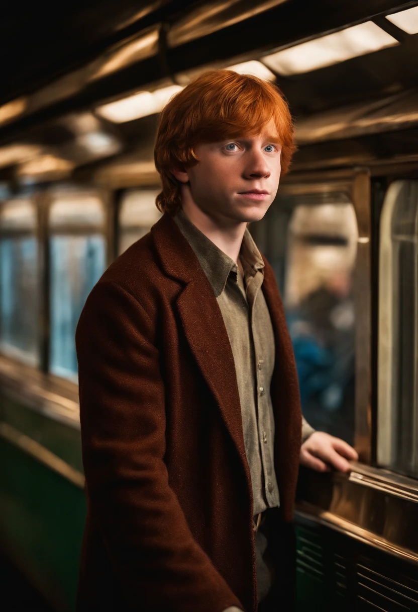 Image of "Ron" (Ron Weasley - Personagem do Harry Potter vendendo refrigerante dentro do trem) em pleno movimento