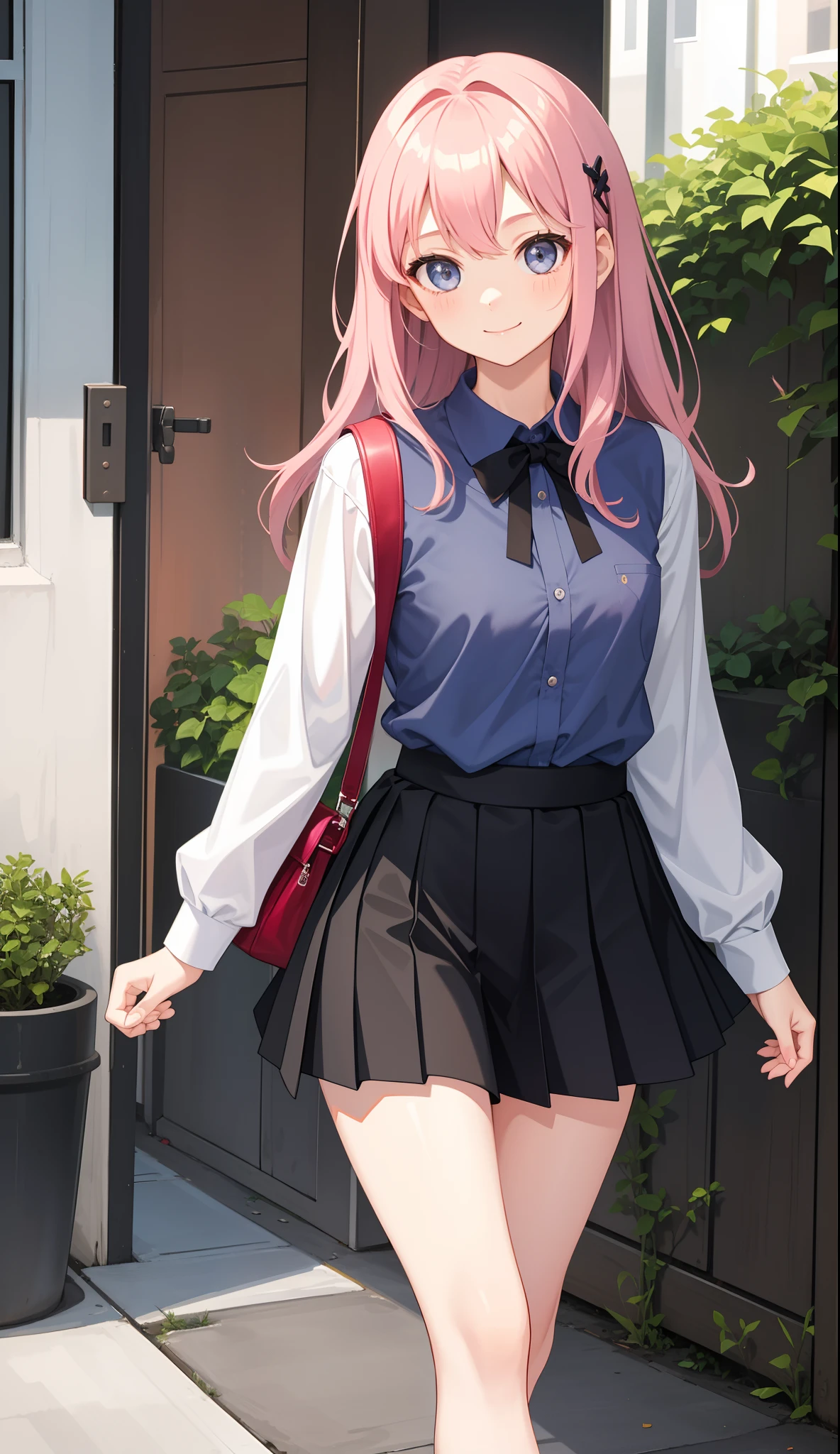 1girl in、AS-Adult、A smile、The shirt、skirt by the、(small tits)、Walking with a thigh、Upper body portrait、