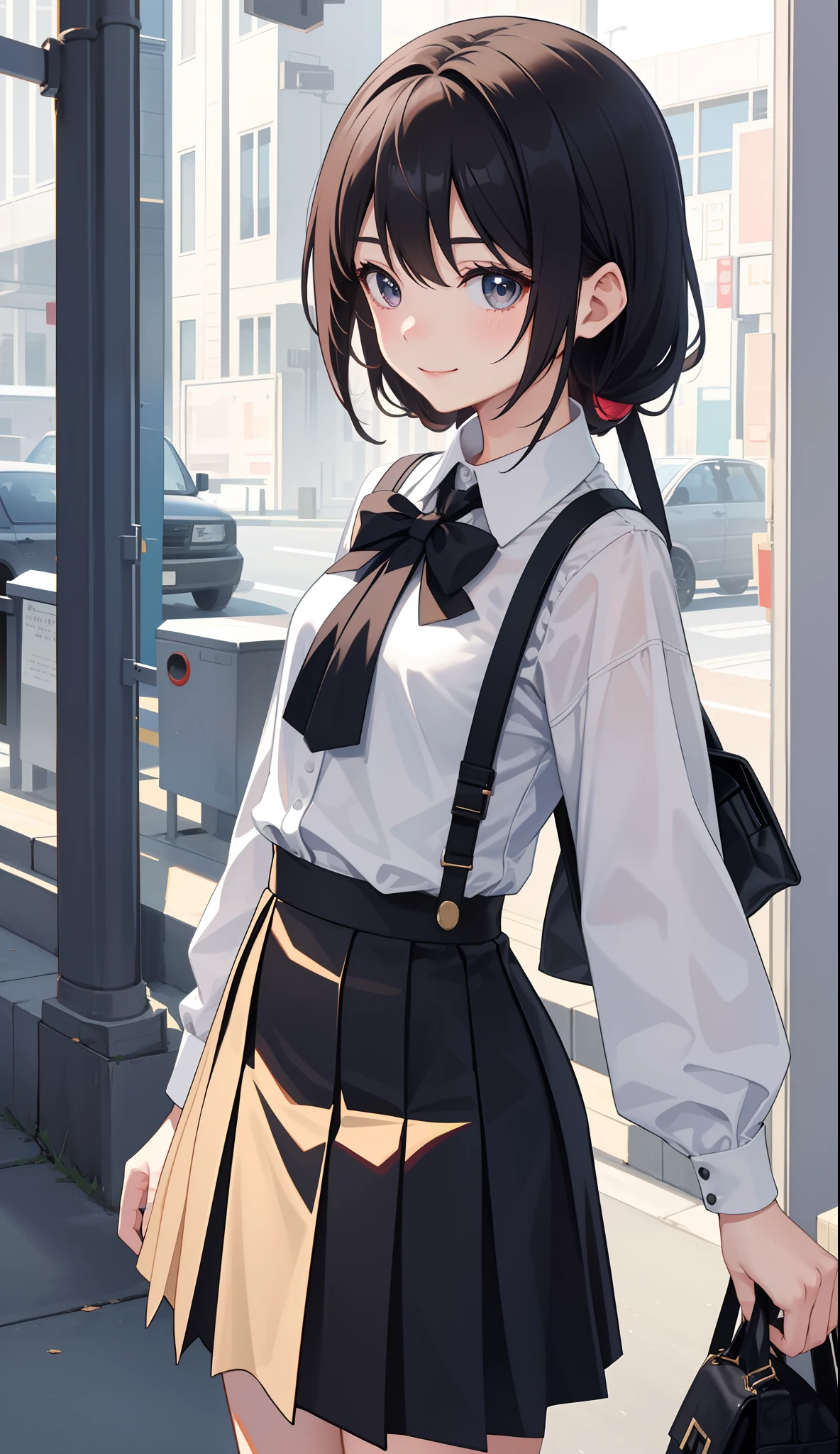 1girl in、AS-Adult、glad、But、Angry、eye closed、put out the tongue、The shirt、skirt by the、（small tits）Chilarism、Japan High School Student Uniform、serafuku、summer clothing、（Sheer Bra）、Upper body portrait、the wind、