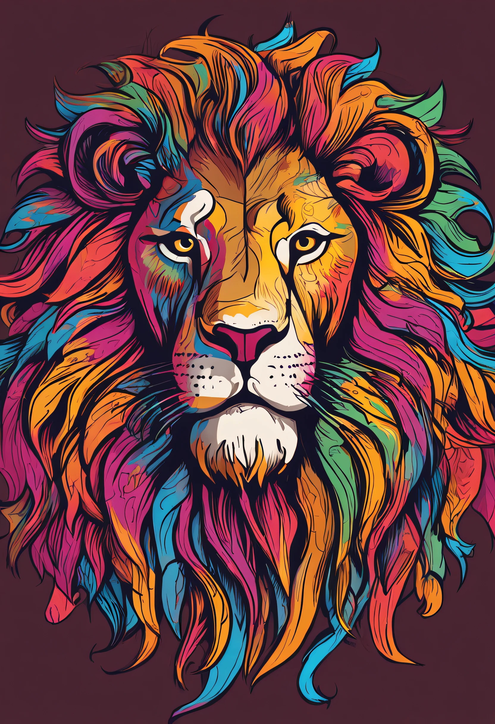 Colorful lion medieval style