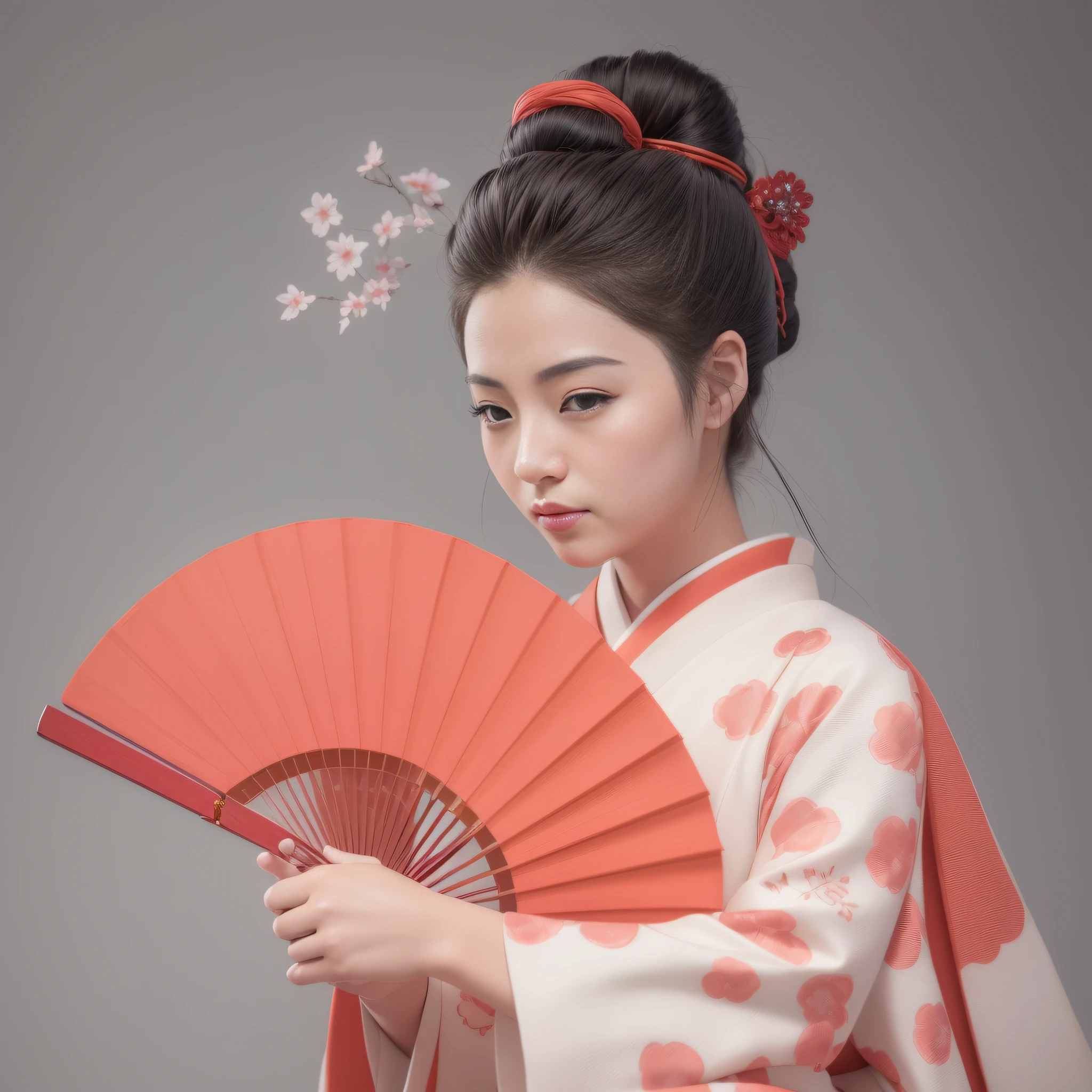 There's a woman in a kimono holding a fan, Retrato de uma gueixa bonita, a beautiful artwork illustration, bela arte digital, Retrato da gueixa, Gueixa da beleza, female geisha girl, exquisite digital illustration, pintura de personagem bonita, Retrato de uma gueixa, stunning digital illustration, gueixa japonesa, Beautiful digital illustration, Mulher coreana, mulher japonesa elegante.
