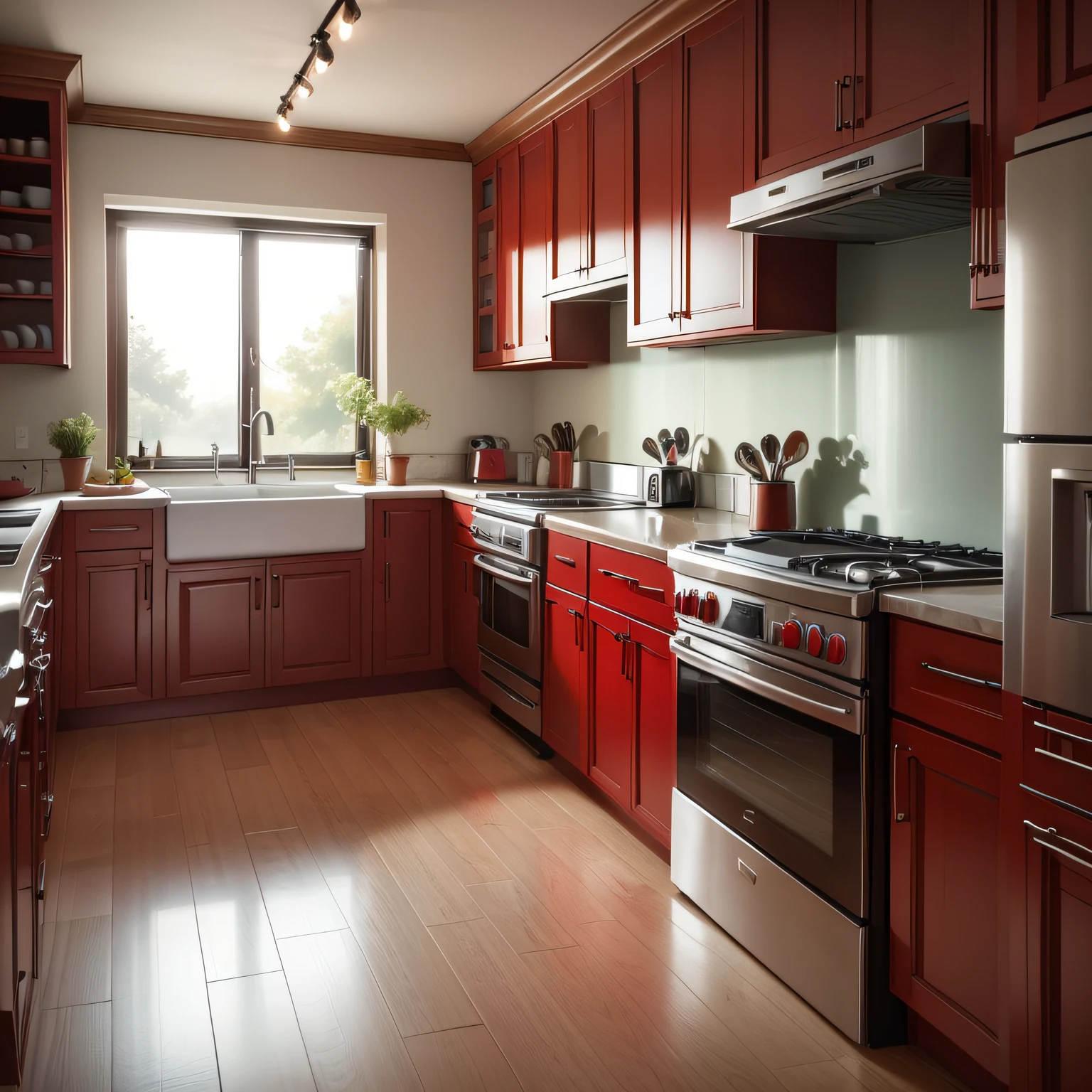 kitchen cabinet red with Paint It Red