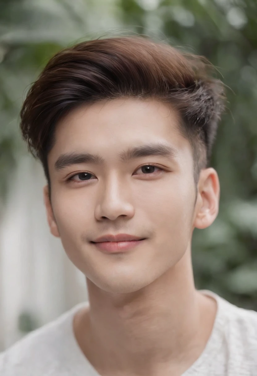 thailand,Male celebrities,Fashionable hipsters,(19 years old delicate facial features 1.3),Handsome,rays of sunshine,(Toothy smile 1.1),white teeth,Asian superstar,Close-up of portraits,Real Human,Ultra photo realsisim,photore,Hyper-realistic,Ultimate skin,White shirt,(Canon portrait lens shoots star 1.1)