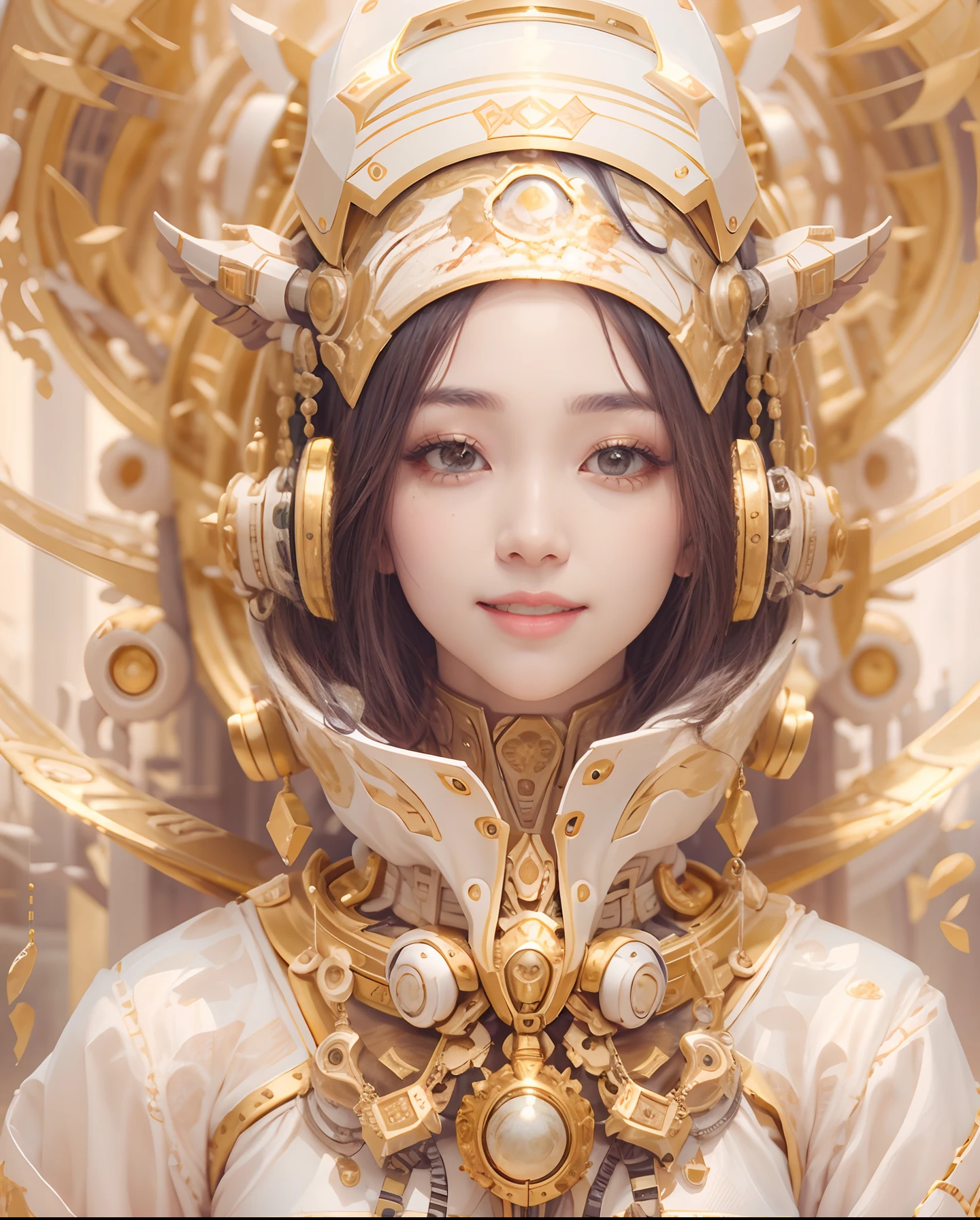 Ivory Gold AI、spaceships、stele、２５Old Female、１girl with、Look at the viewer、smil、Finish as shown in the photo