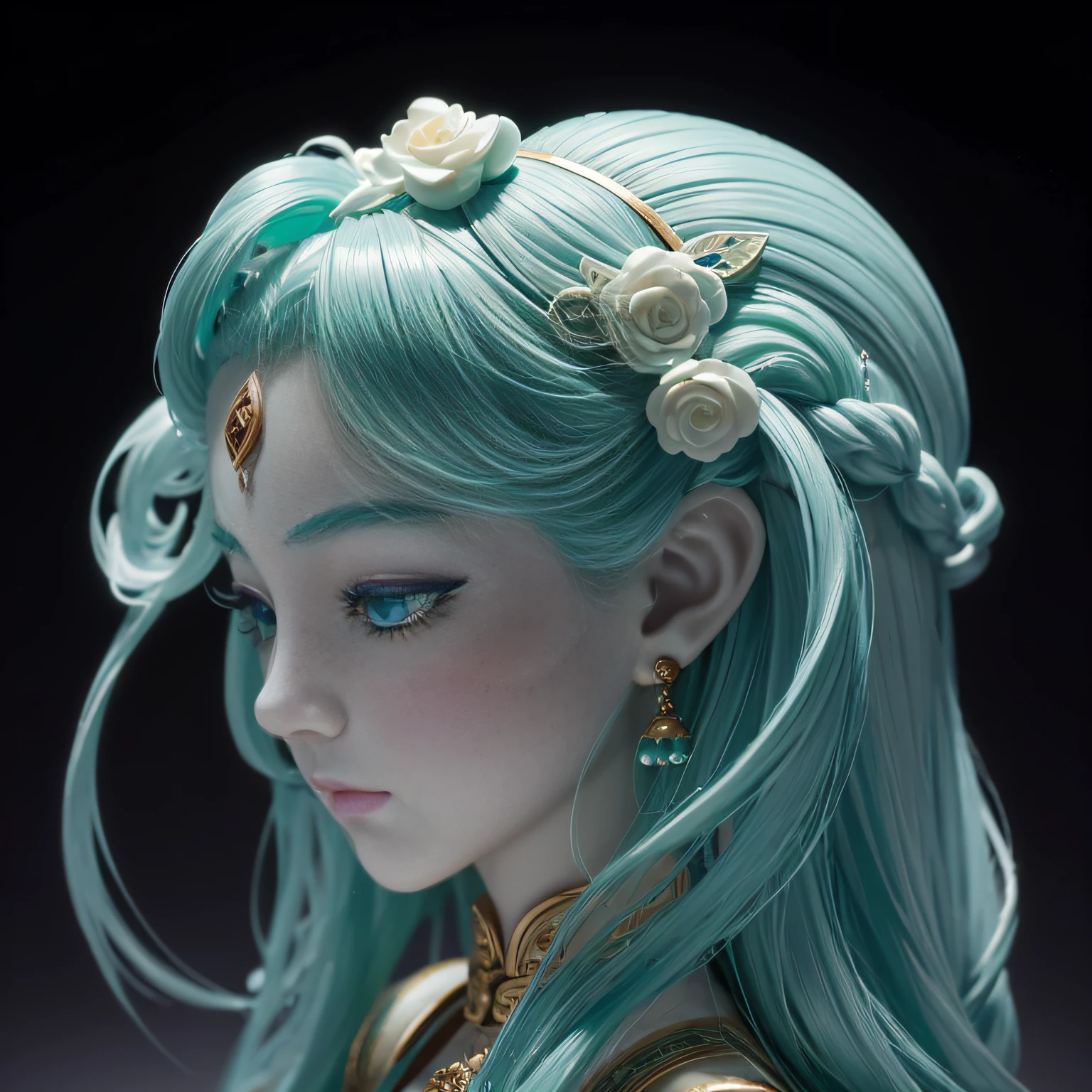 Chinese myths and tales,voyage,Jade carvings,The artwork,light,cleanness,glow effect,White Jade Woman Doll,White jade,full body Esbian,Soio, Female Doll,Clean face、A detailed face、爆乳、Big, Toned buttocks,clong legs、puff,Up-close,Sharp Focus,best qualtiy,8K分辨率,tmasterpiece,Works of masters,