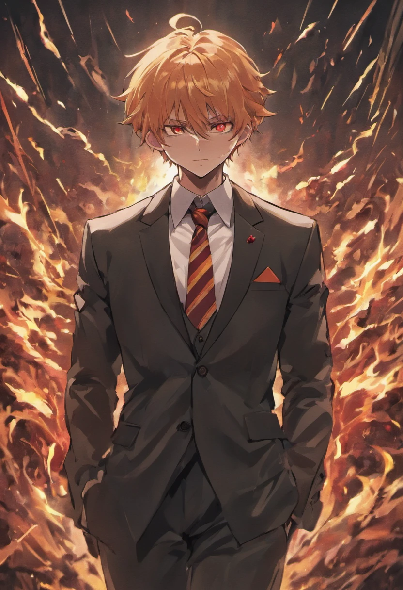 Disturbed demonic male in business suit