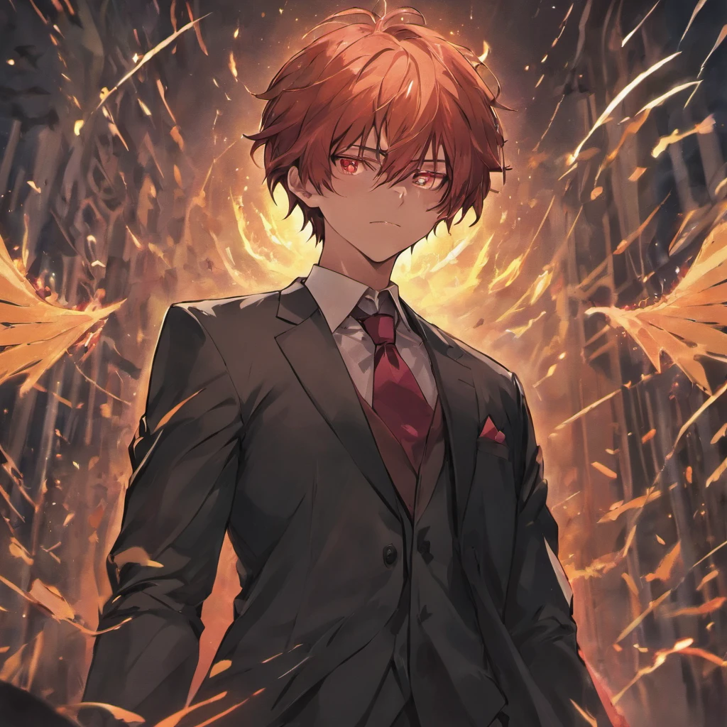 Disturbed demonic male in business suit