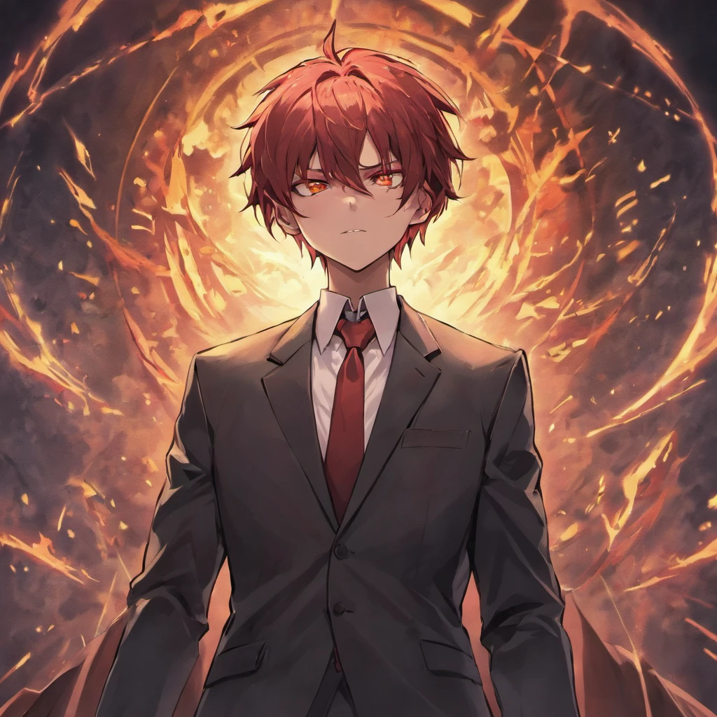 Disturbed demonic male in business suit