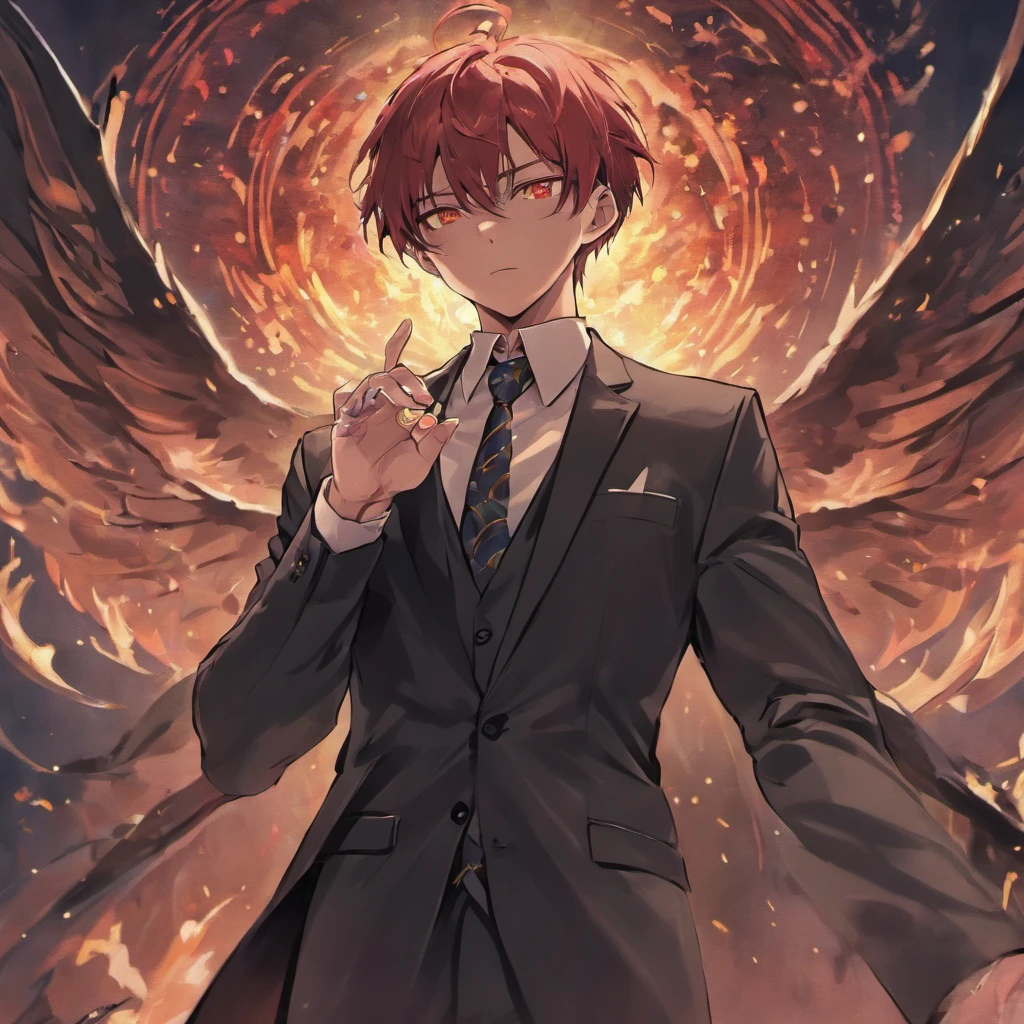 Disturbed demonic male in business suit