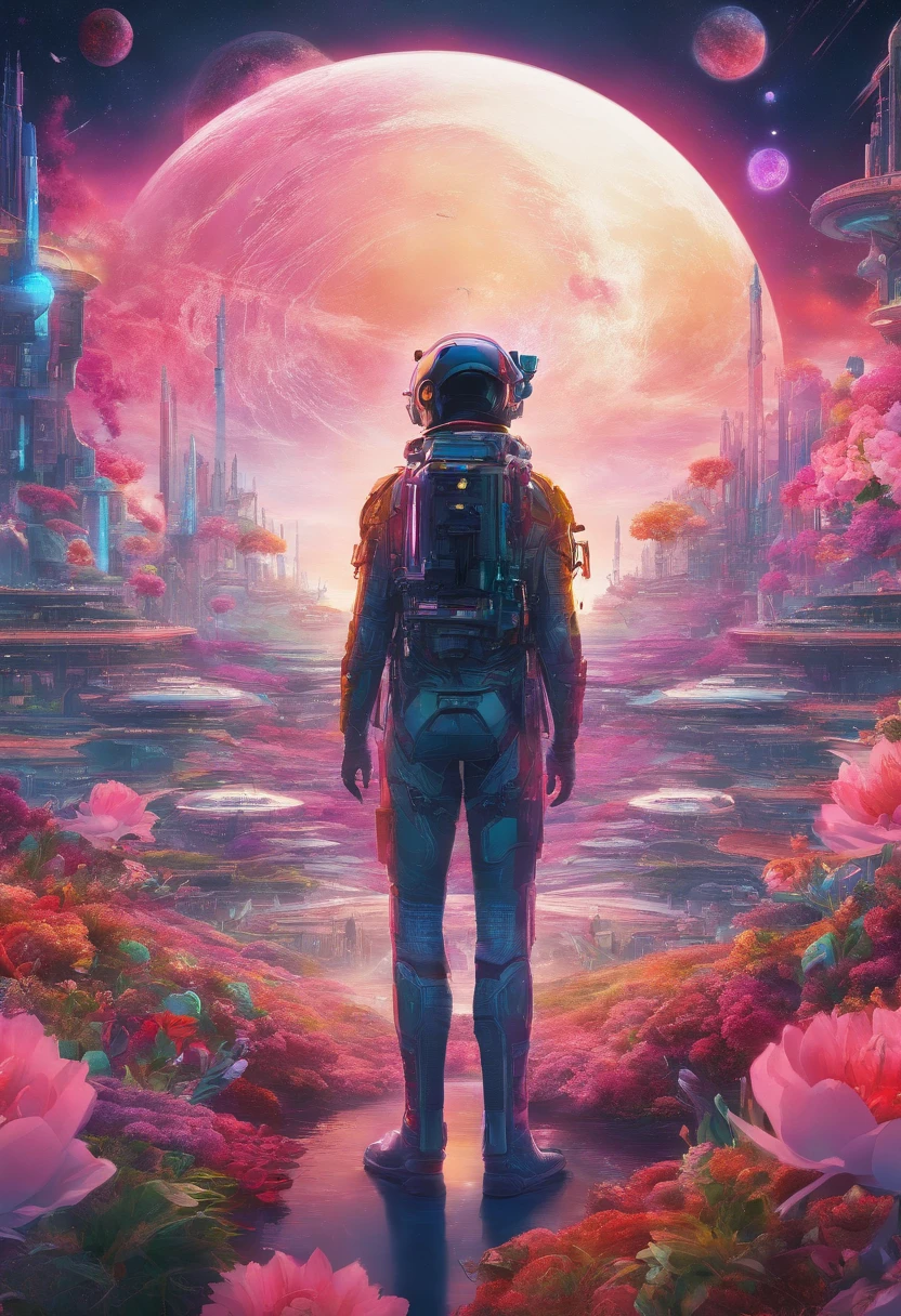 (masterpiece), (best quality), (ultra detailed), Scaramouche(Wanderer), front looking, looking at viewer, upper body, flowers, flowing colors, cloudy sky,