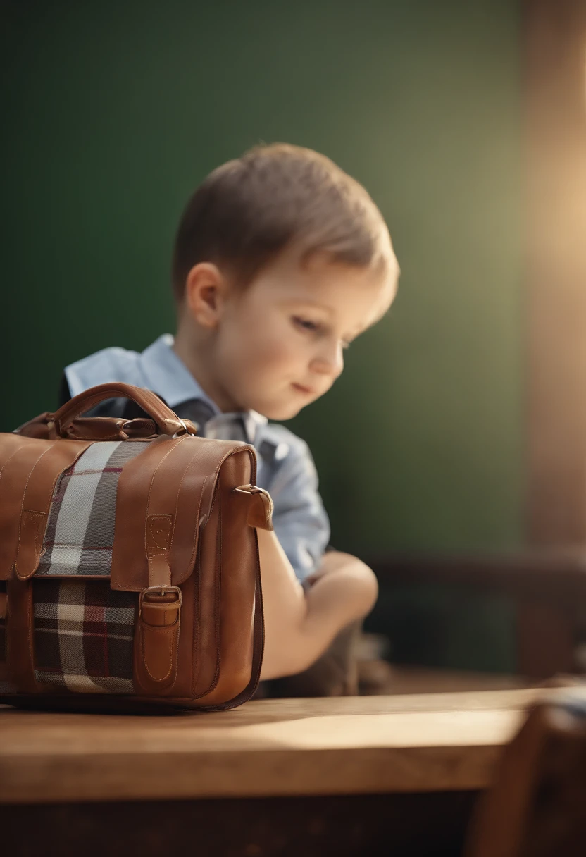 (Cute children's canvas school bag),delicated,high-class,Place on the table for a presentation,4K