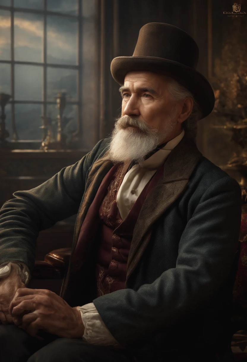 Old gentleman with a goatee, 8K分辨率,Wallpaper masterpiece，Best quality，Highly meticulous，Ultra high quality