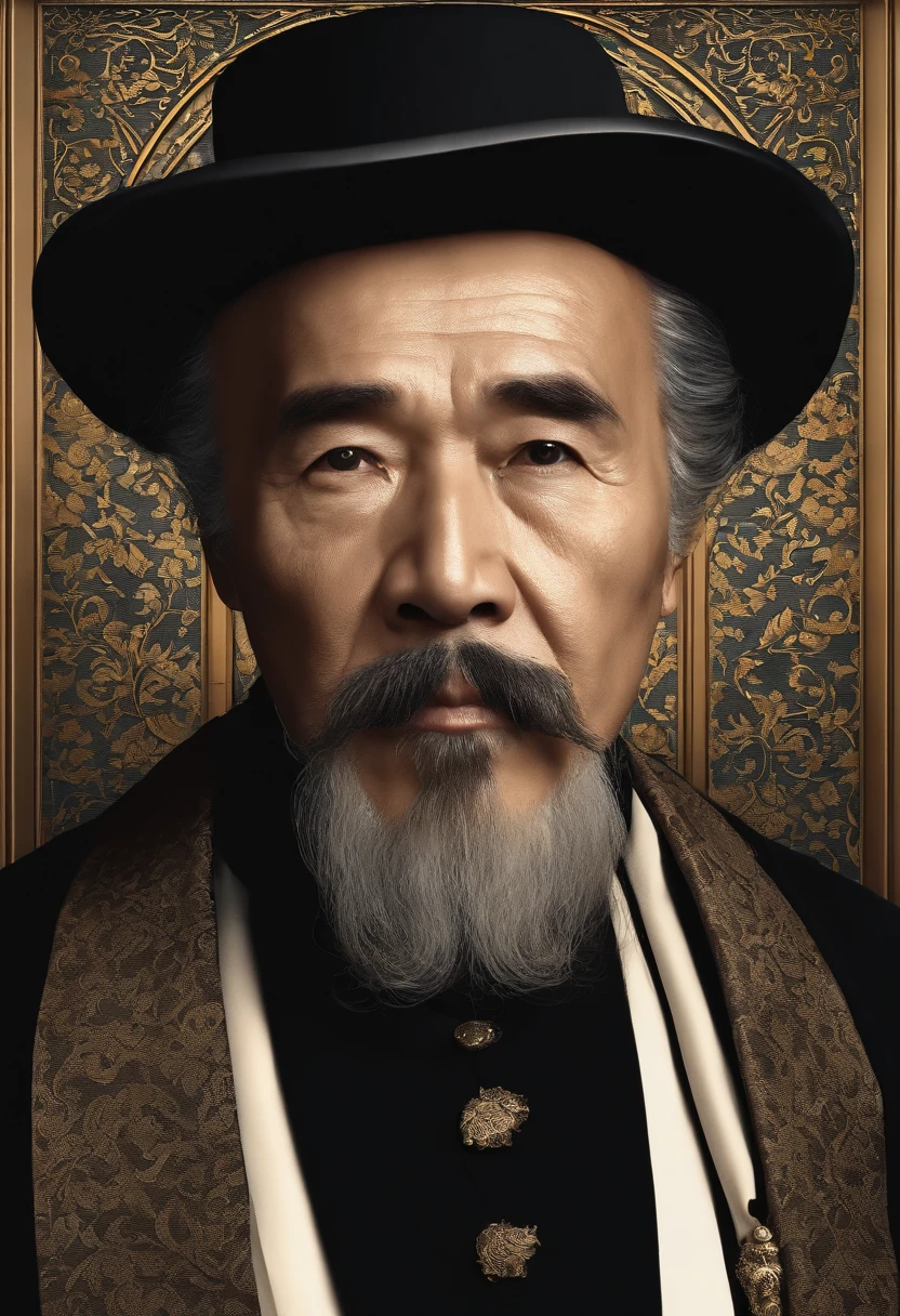 Old gentleman with a goatee, 8K分辨率,Wallpaper masterpiece,Best quality,Highly meticulous,Ultra high quality