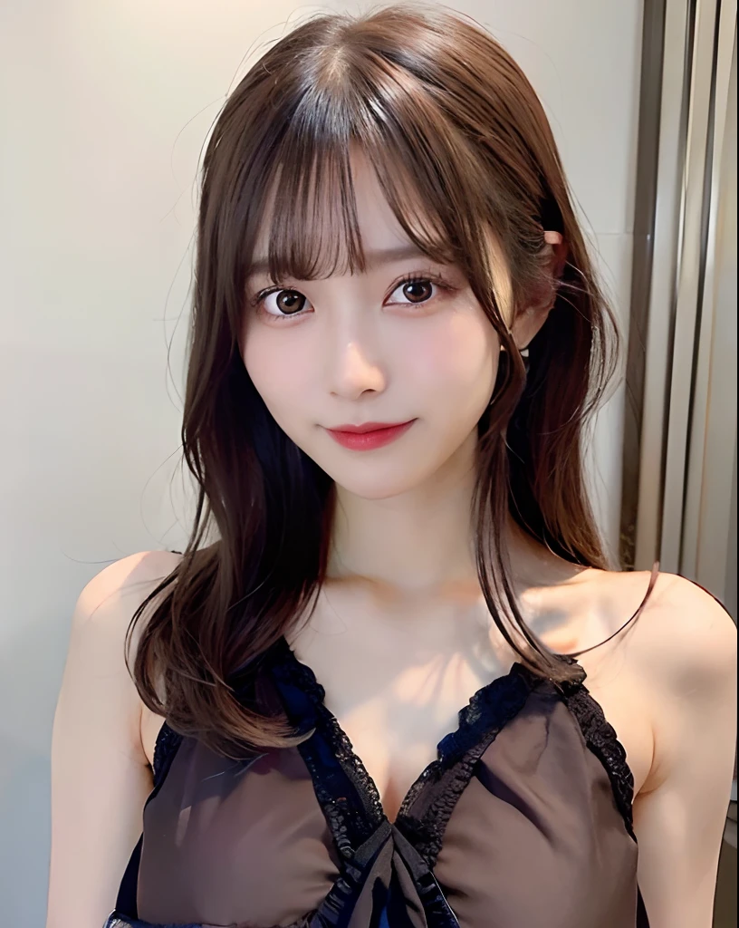 (8k, RAW Photos:1.2), Detailed face and eyes, Highest quality, Ultra-high resolution, Very detailed, Ultra-intricate details, Tabletop, Very cute girl, Soft cinematic light, Hyper Detail, Sharp focus, super high quality, Brown bob hair, A cute 16 year old girl, Very beautiful plump F cup, The whole body is shown, Quite embarrassed,Really kissing face, Plump whole body, In a stylish room, topless, Very beautiful black nipples, Full body nude, Extremely realistic skin texture, Smiling and looking at me