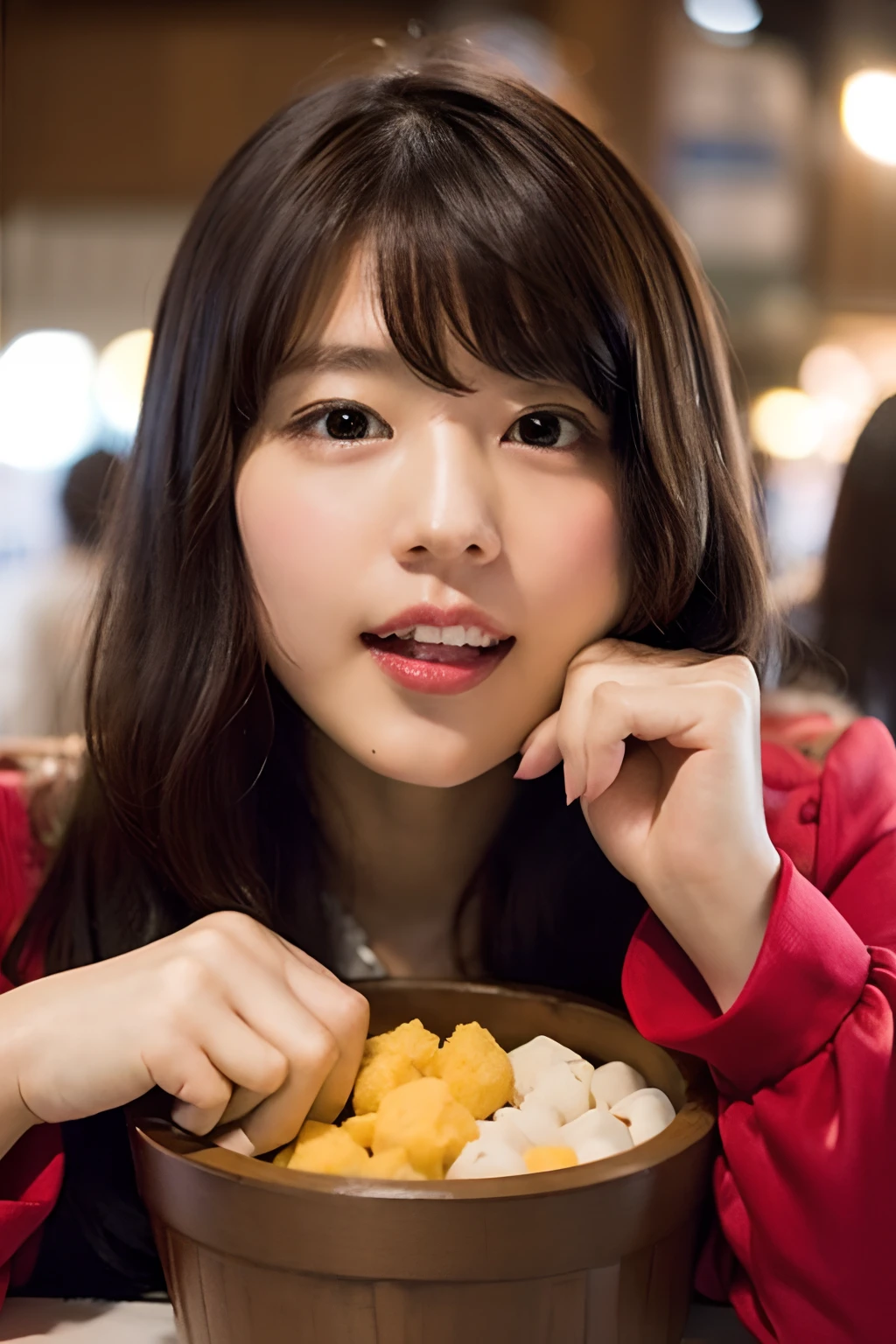 (8K、Raw photography、top-quality、masterpiece:1.2)、(realisitic、Photorealsitic:1.37)、ultra-detailliert、超A high resolution、1人、There is a village frame pure、Kasumi Arimura、beautifull detailed face、Smile、Fat face、fatness、(Very fat style) :1.3)、Hungry clothes、Beautiful detailed skin、Skin Texture、profetional lighting、full body Esbian、(Obese body)、Eating sweets、Eating sweets、Scruffy figure、The face is insanely cute