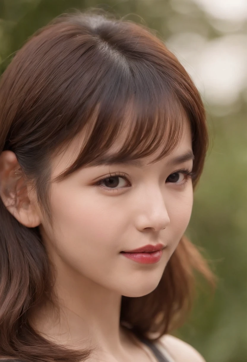 (Beautiful face),A 25-year-old Japanese woman,short,Qi bangs,White thin strap top,Bigboobs,乳溝,On the streets of Tokyo,Tokyo Skytree,black short skirt,Black tights,ssmile,(Best quality), (Masterpiece),(photo-realistic hair),(Soft focus background), (A high resolution),(RAW photo), Original, Extremely detailed 8k wallpaper, (An extremely delicate)