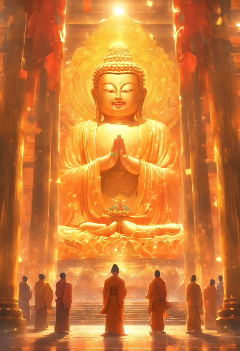 ,tmasterpiece, Best quality,8K, 超高分辨率,In a quiet stupa,Reflection of faint morning light。A huge Buddha statue towers high in the center of the hall,It comes to life,Every detail has been meticulously crafted by the artist。The Buddha statue sits solemnly in the lotus seat,An atmosphere of holiness pervaded them。rays of sunshine, Access through the upper window, Cast speckled light and shadow,The entire hall is calmly illuminated。
The Buddha statue is solemn,Unique details make it look real and dynamic。The Buddha's eyes were bright and bright,It seems to be able to, The difficulty of seeing through the world。Meticulous hand carving,Reveal the texture and calm posture of your fingertips,Exudes a sense of transcendent meditation。The golden robe shimmered softly in the light,it was, It was as if it were the splendor of heaven。
A group of devout devotees gathered around the temple,They came in awe, Worship Buddha statues,Kneel on the ground and ponder the scriptures。Her figure was shrouded in a warm glow,The outline is clearly visible。The walls of the hall are covered with colorful prayer flags,Gently shake with the wind,It gives the whole room a mysterious and magnificent atmosphere。