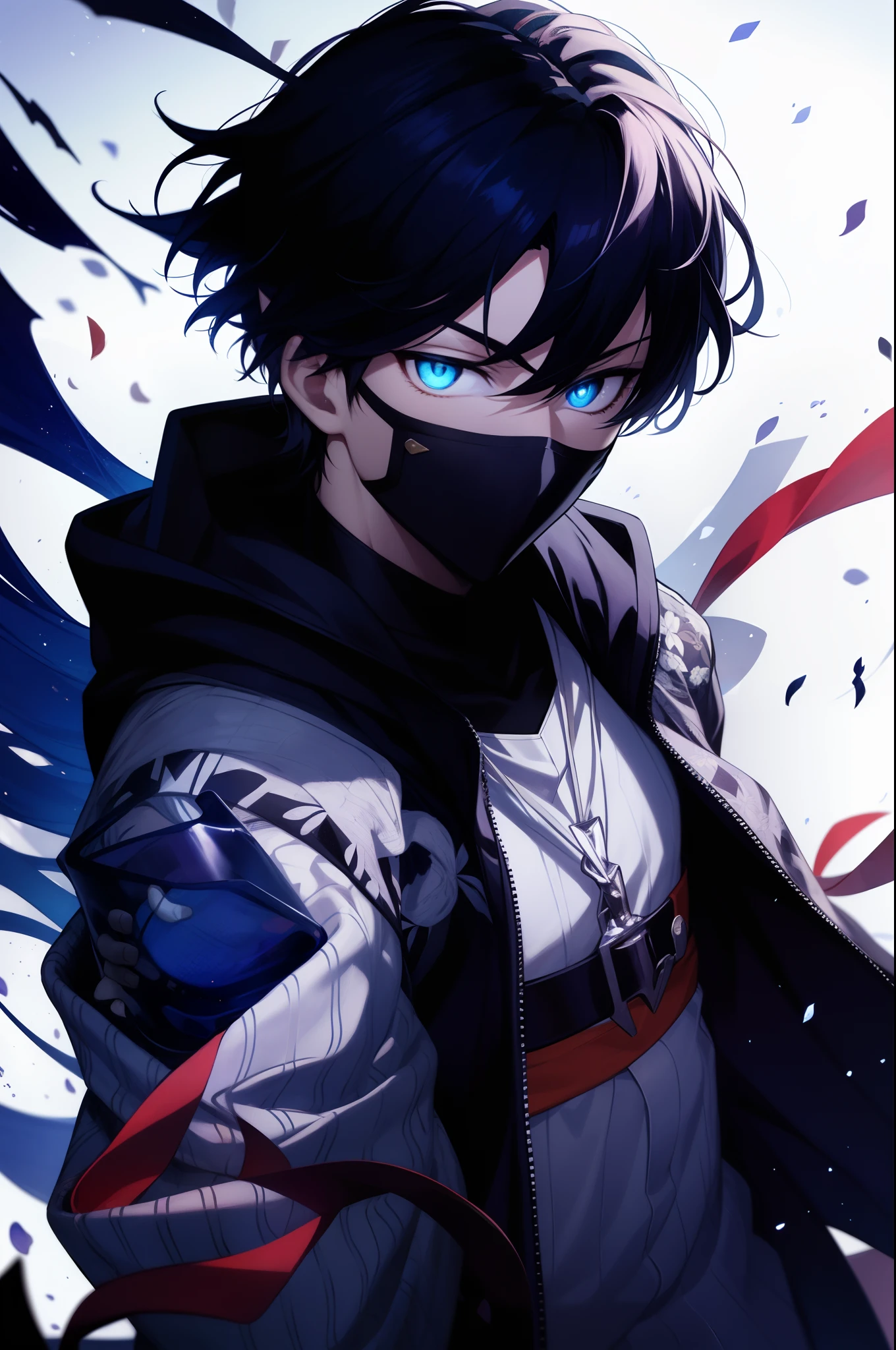 a male anime character with glowing eyes holding a drink with a spinning background, 1st grade, Foco masculino, sozinho, Gojou Satoru, Olhando para o Viewer, cabelos brancos, olhos vermelhos com olhar assassino