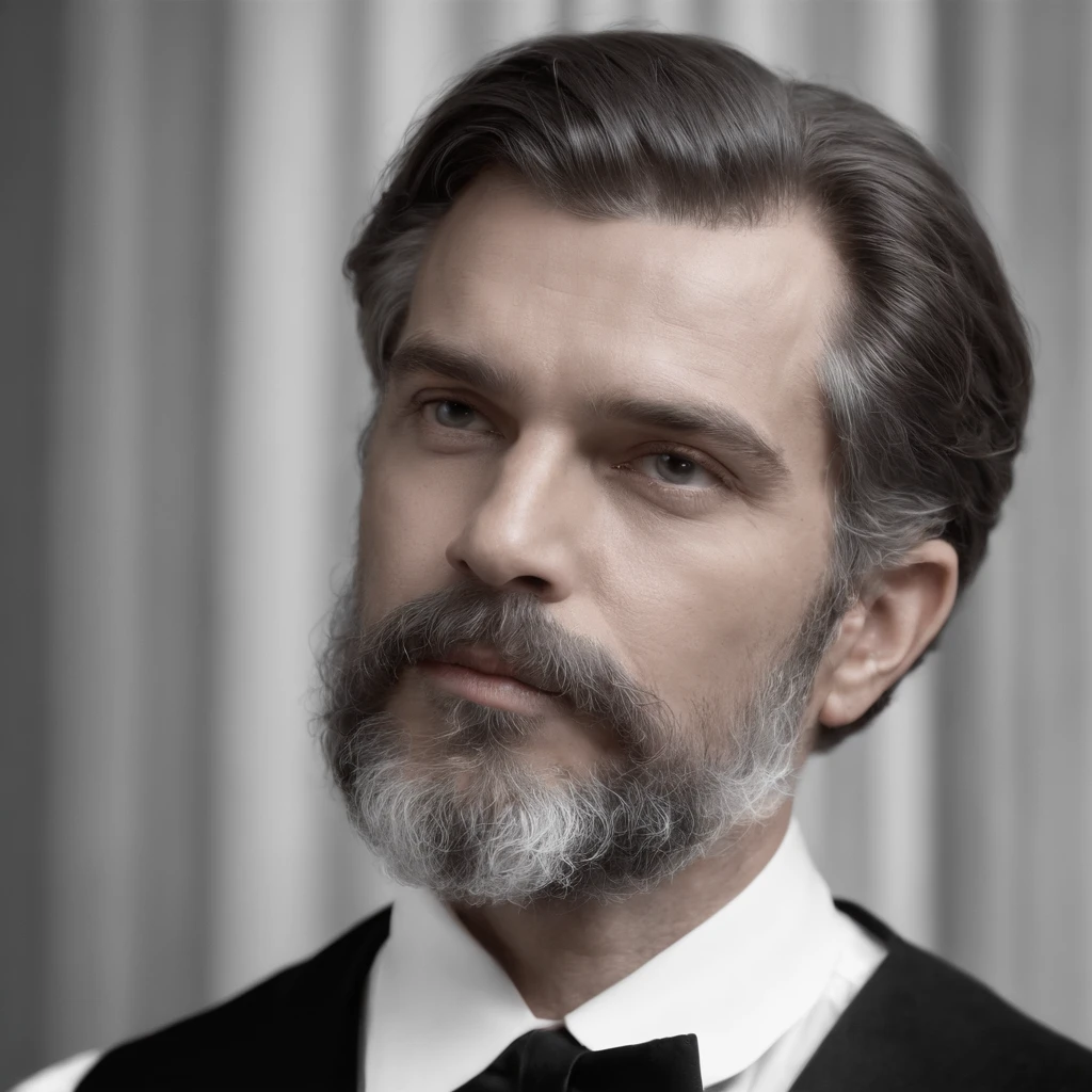 Foto em preto e branco de um homem com barba e bigode brancos, inspired by the philosophers Plato, Socrates, a shaggy man, inspirado em Samuel F. B. Morse, inspirado em James McBey, Ernst Haeckel e artgerm, inspirado em Thomas Nast, ele tem barba e cabelos grisalhos, inspirado em John Avon