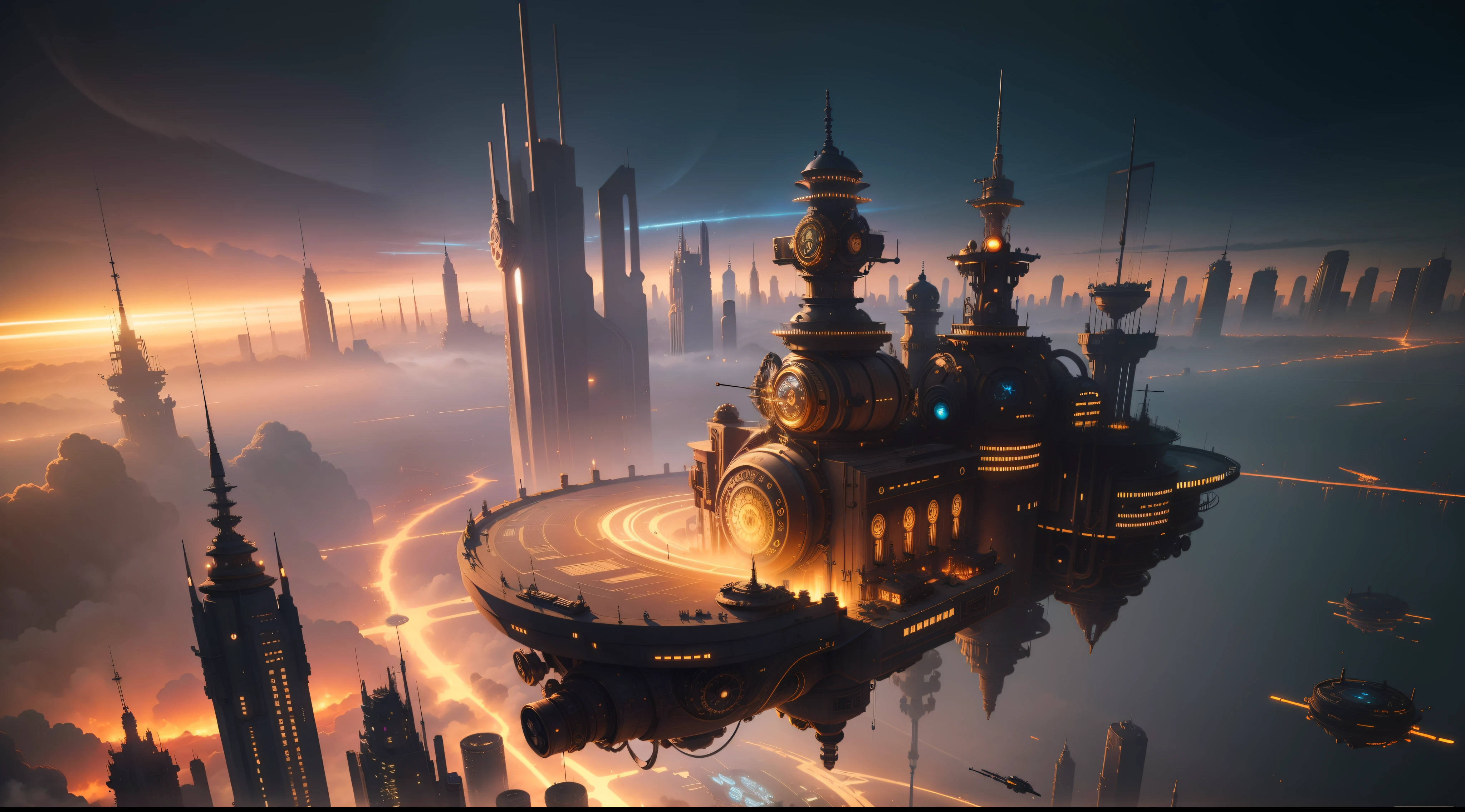 Top view ,Futuristic city, ((steampunk)),4k, hd wallpaper