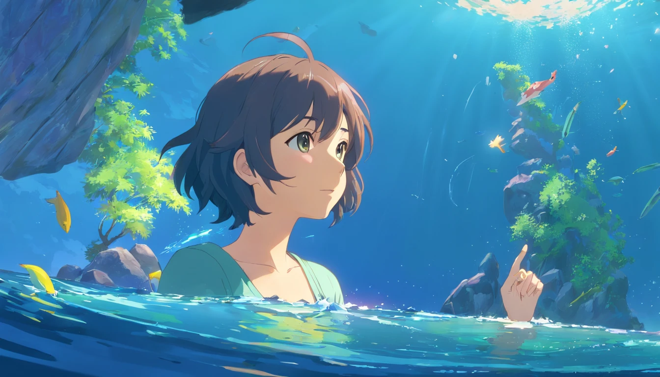 girl with, In the style of a tranquil garden landscape, colorful animation stills, hot onsen、Multiple people、Soak in hot water、warm up、steam