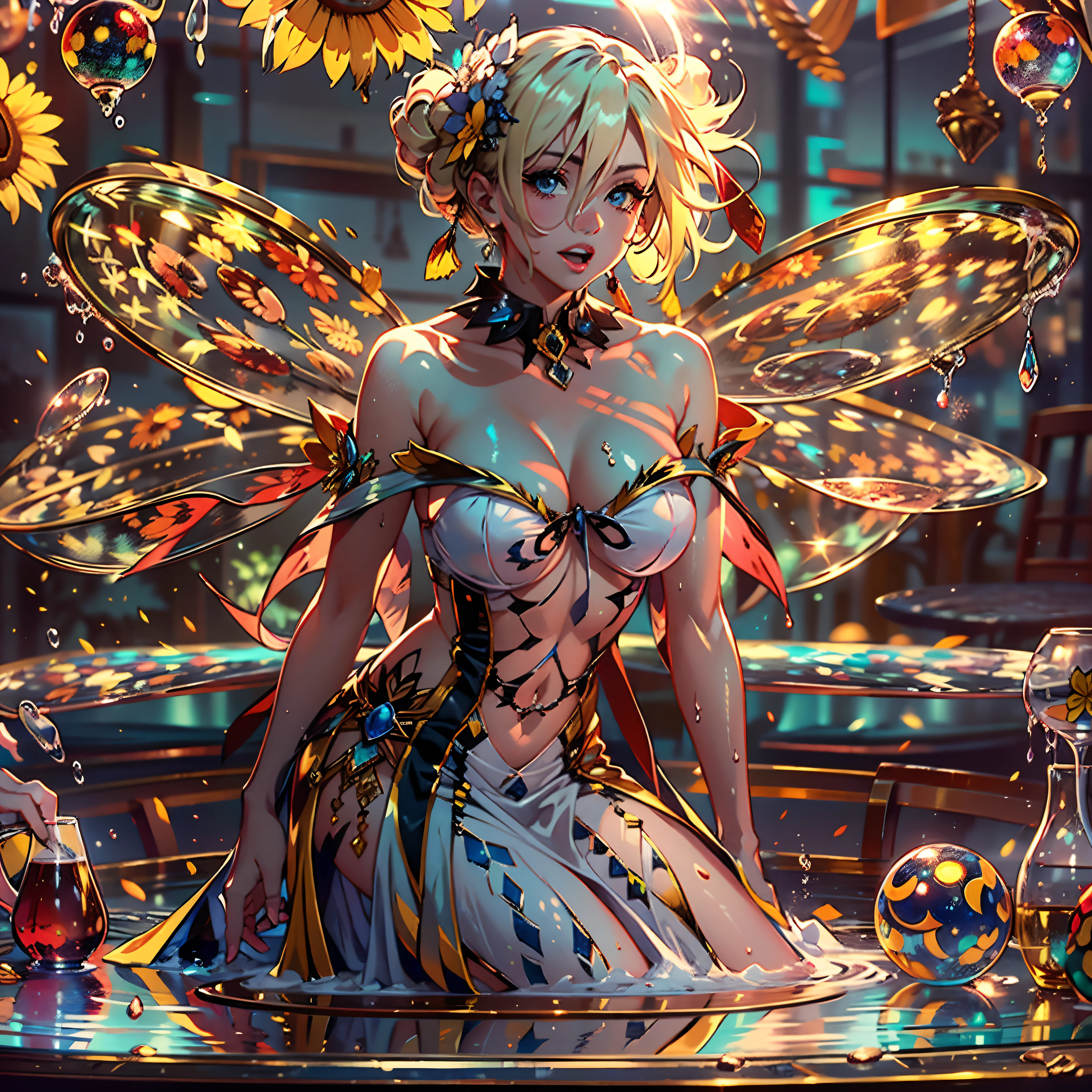 "blue dress water abstract, no skin, no finger, no fingers"